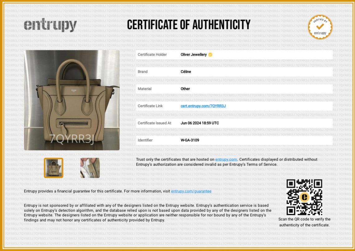 Celine Beige Drummed Calfskin Leather Nano Luggage Tote w/ Strap