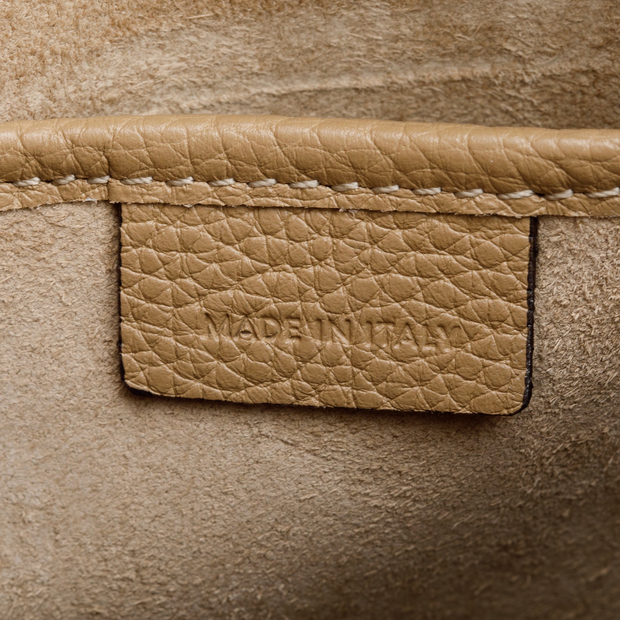 Celine Beige Drummed Calfskin Leather Nano Luggage Tote w/ Strap