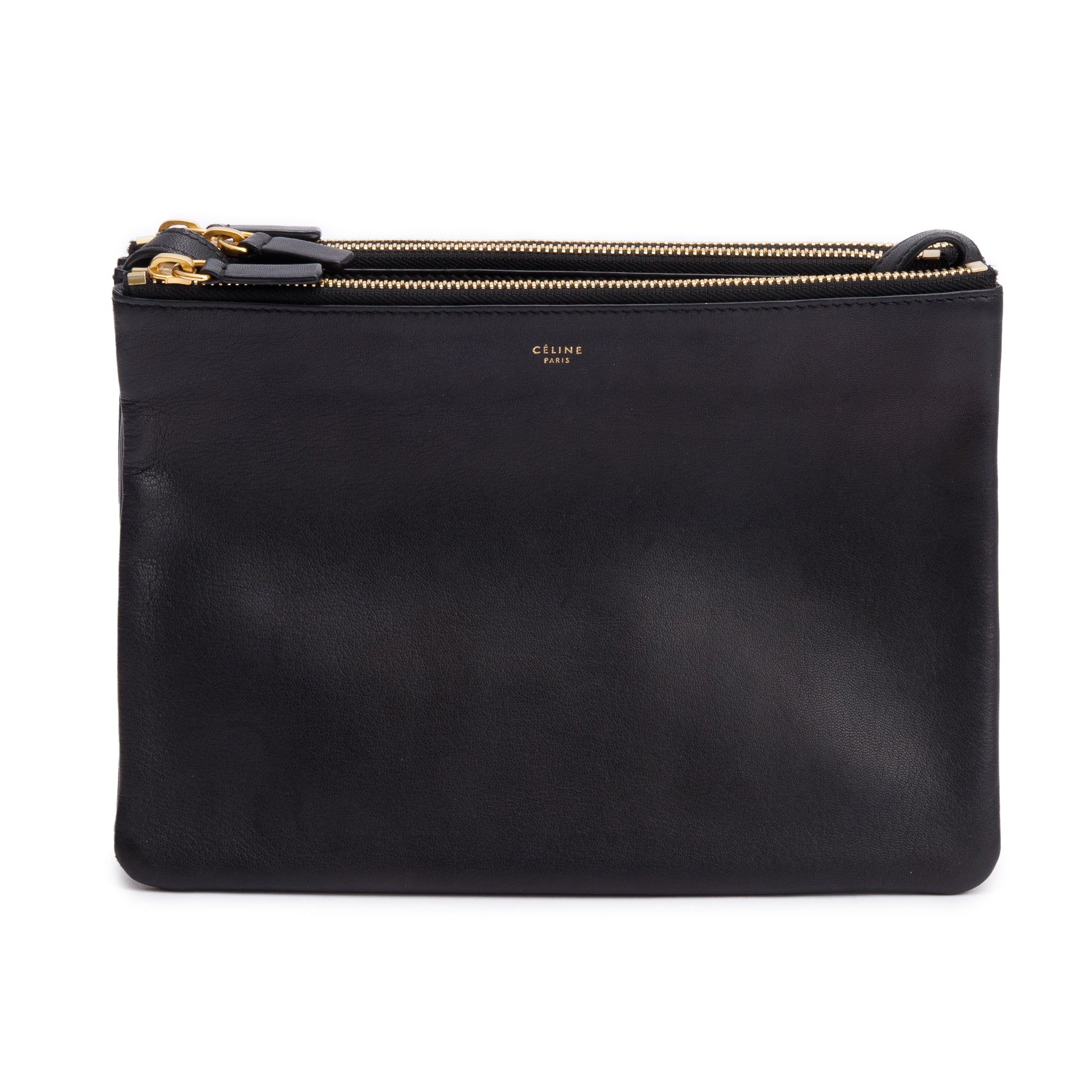 Celine Black Calfskin Leather Large Trio Crossbody Bag