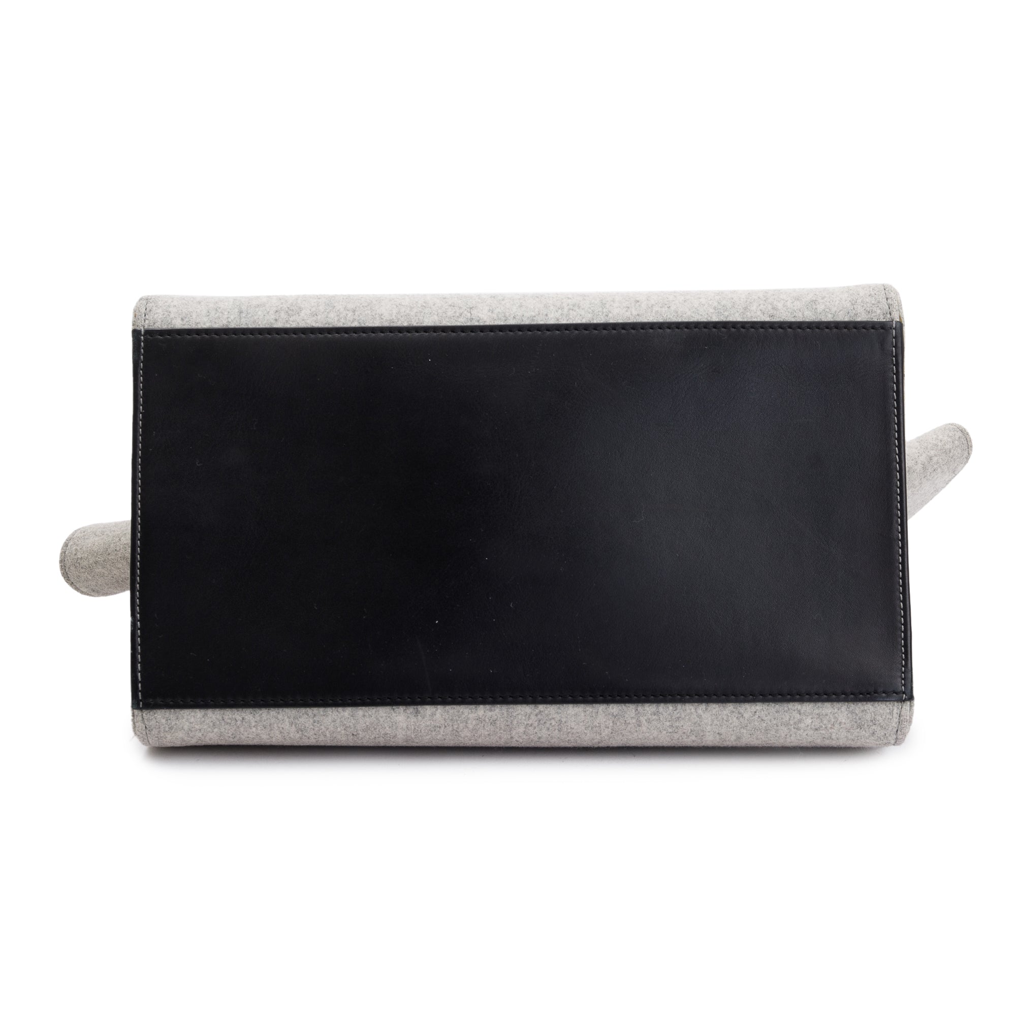 Celine Black Calfskin Leather and Grey Felt Medium Trapeze Bag