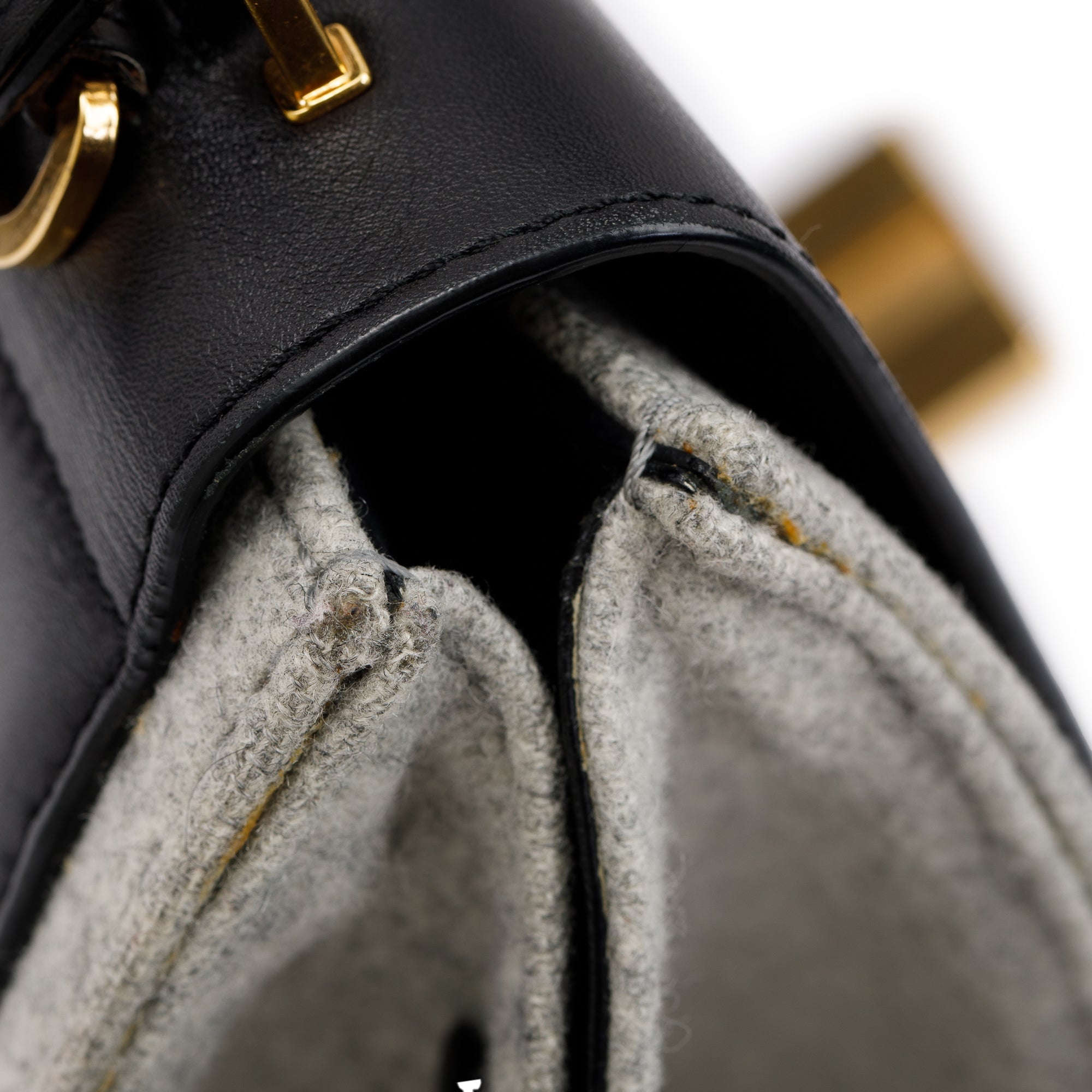 Celine Black Calfskin Leather and Grey Felt Medium Trapeze Bag