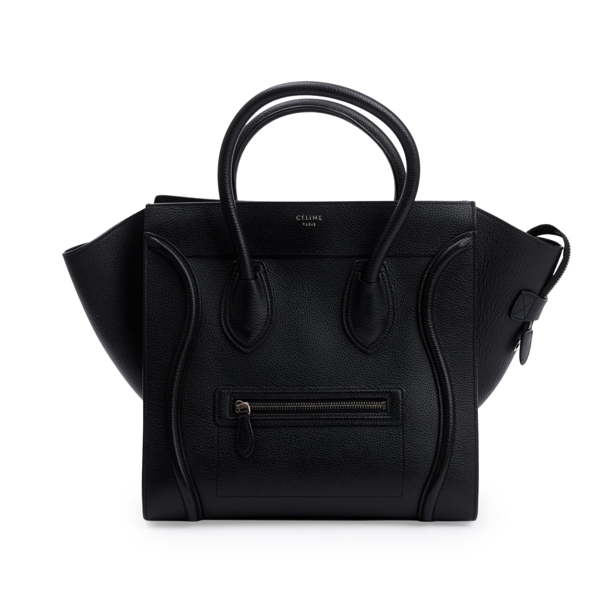 Celine Black Drummed Calfskin Leather Mini Luggage Tote w/ Box