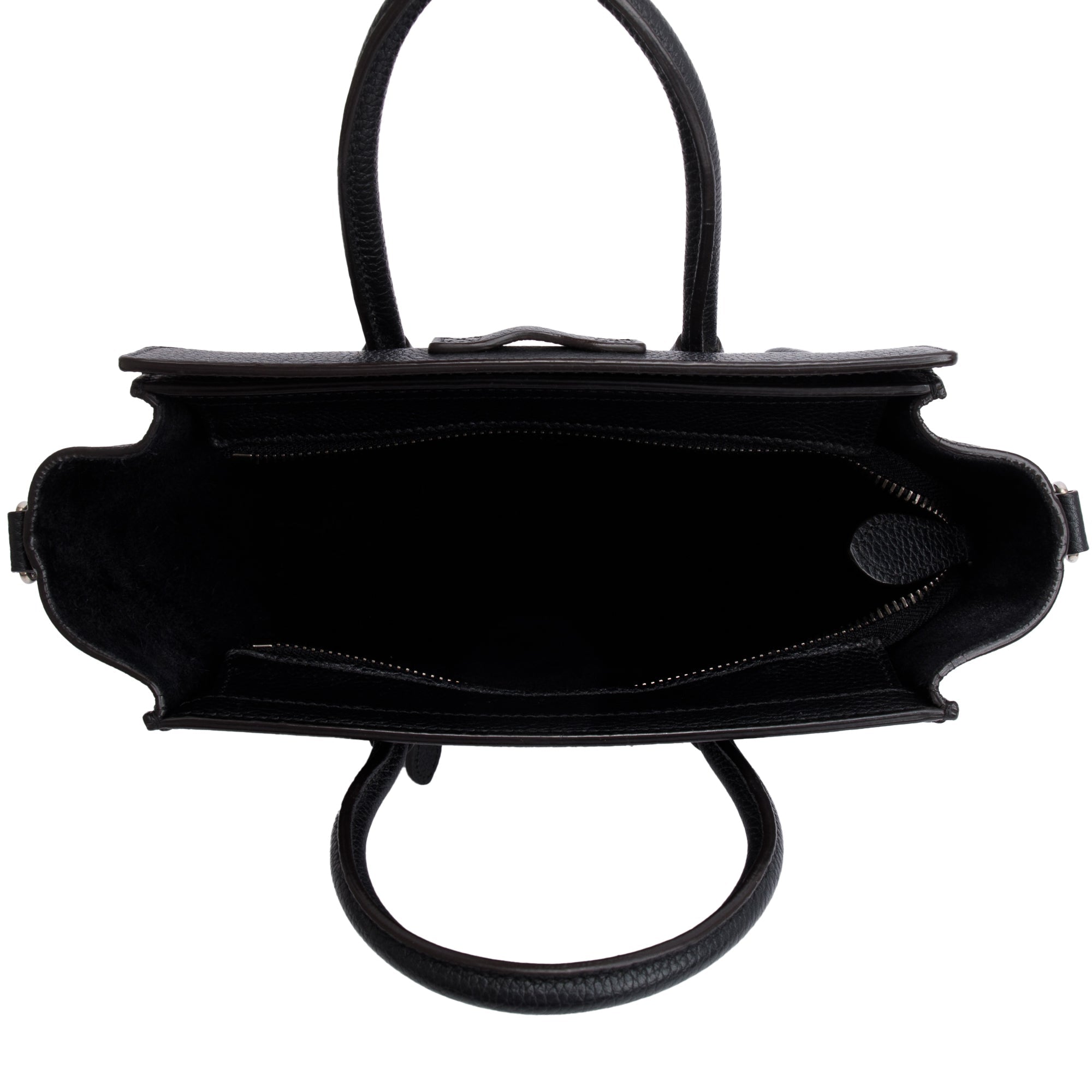 Celine Black Drummed Calfskin Leather Nano Luggage Tote w/ Strap