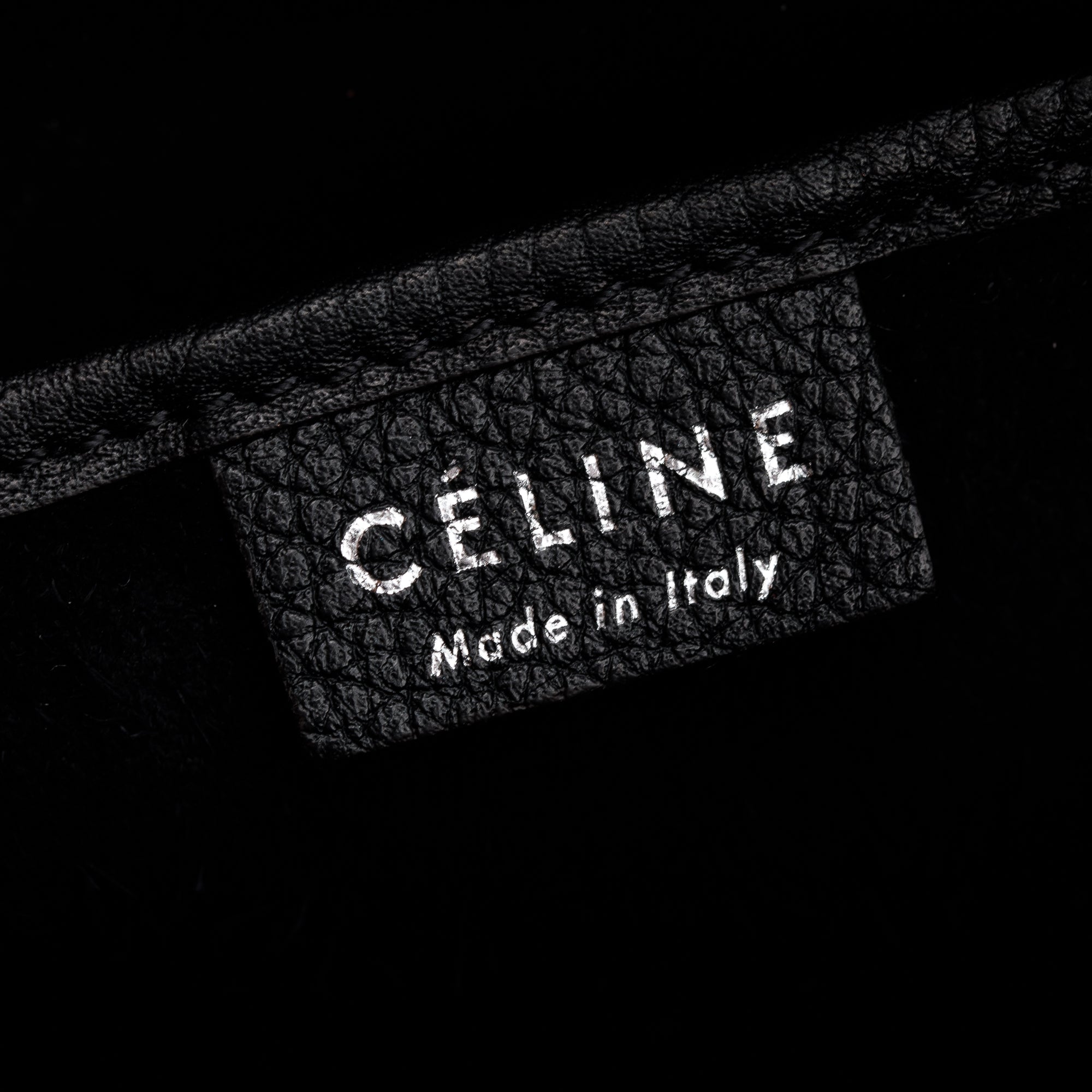 Celine Black Drummed Calfskin Leather Nano Luggage Tote w/ Strap