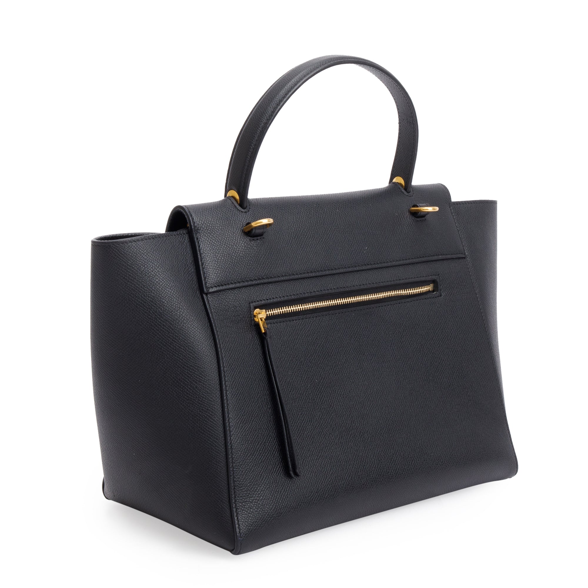 Celine Black Grained Calfskin Leather Mini Belt Bag w/ Strap