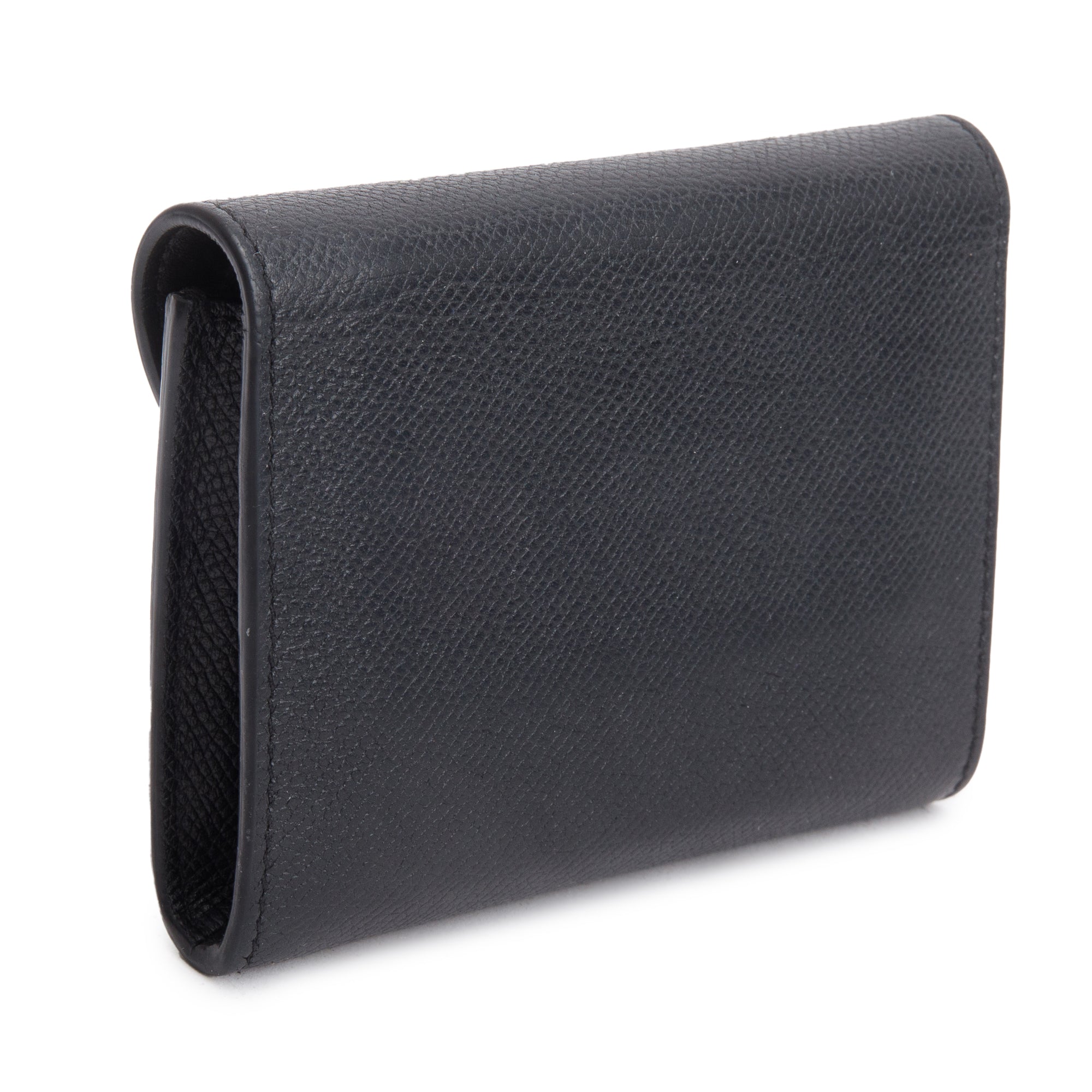 Celine Black Grained Calfskin Leather Small Trotteur Multifunction Wallet w/ Box