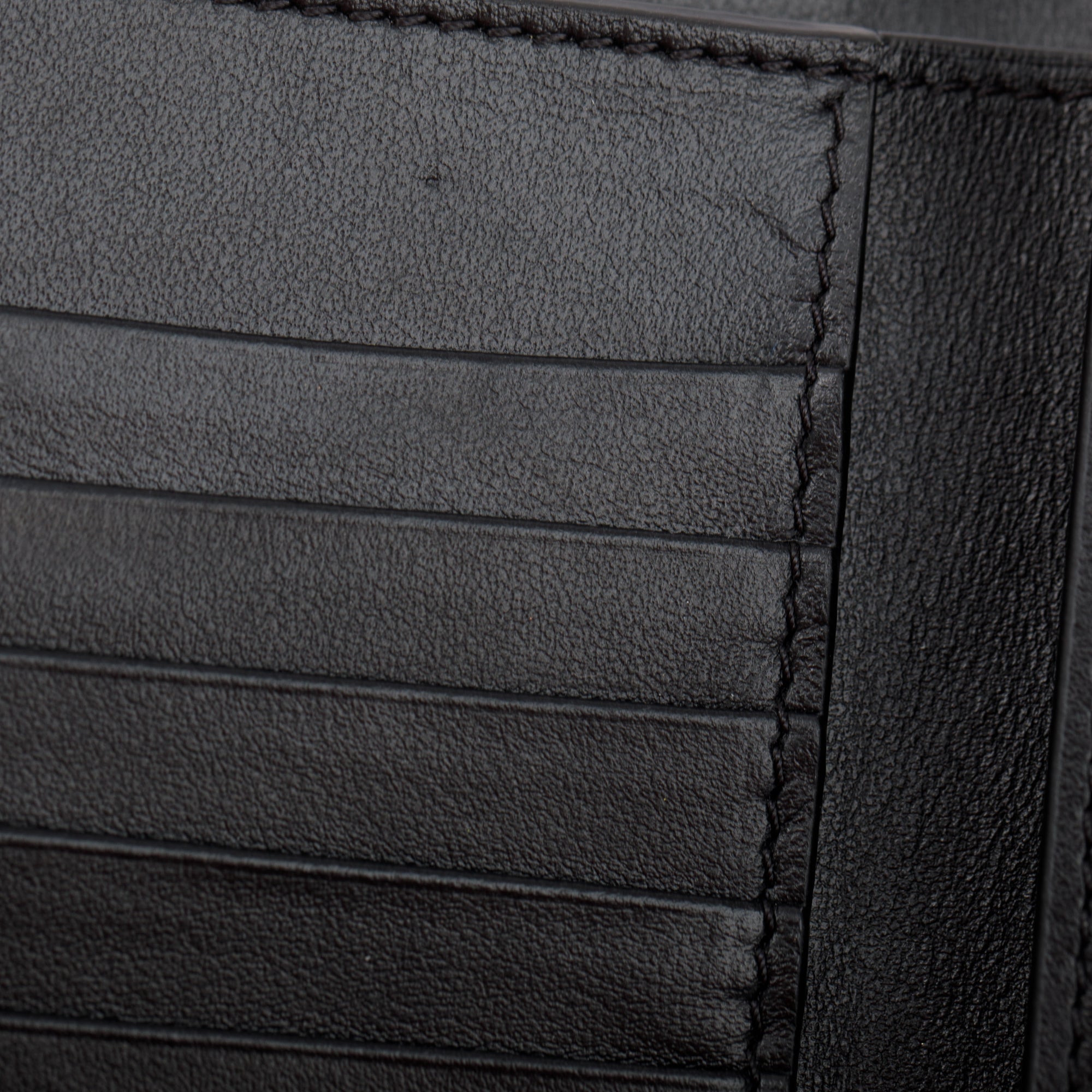 Celine Black Grained Calfskin Leather Strap Wallet