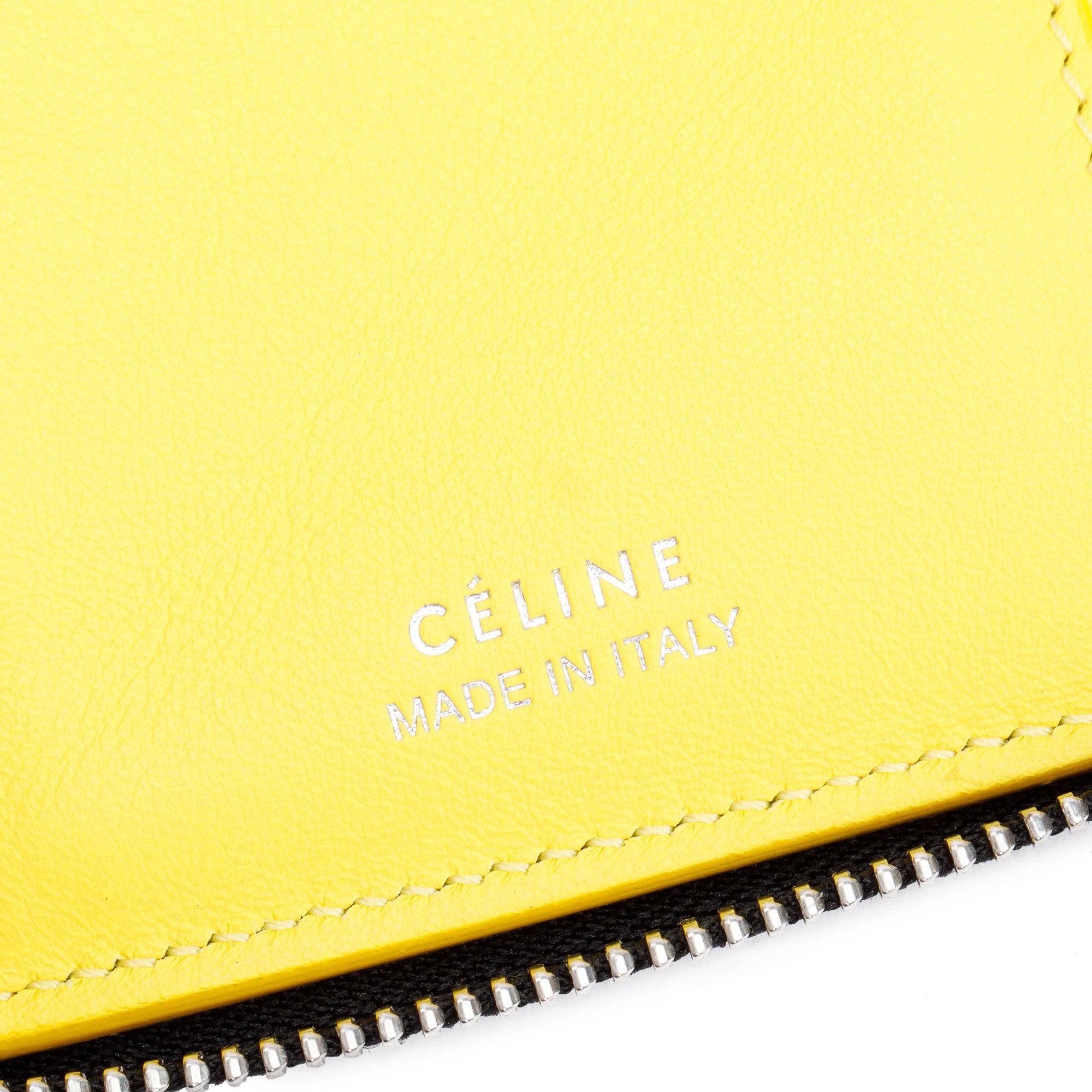Celine Black Grained Calfskin Leather Zipped Compact Wallet w/ Box