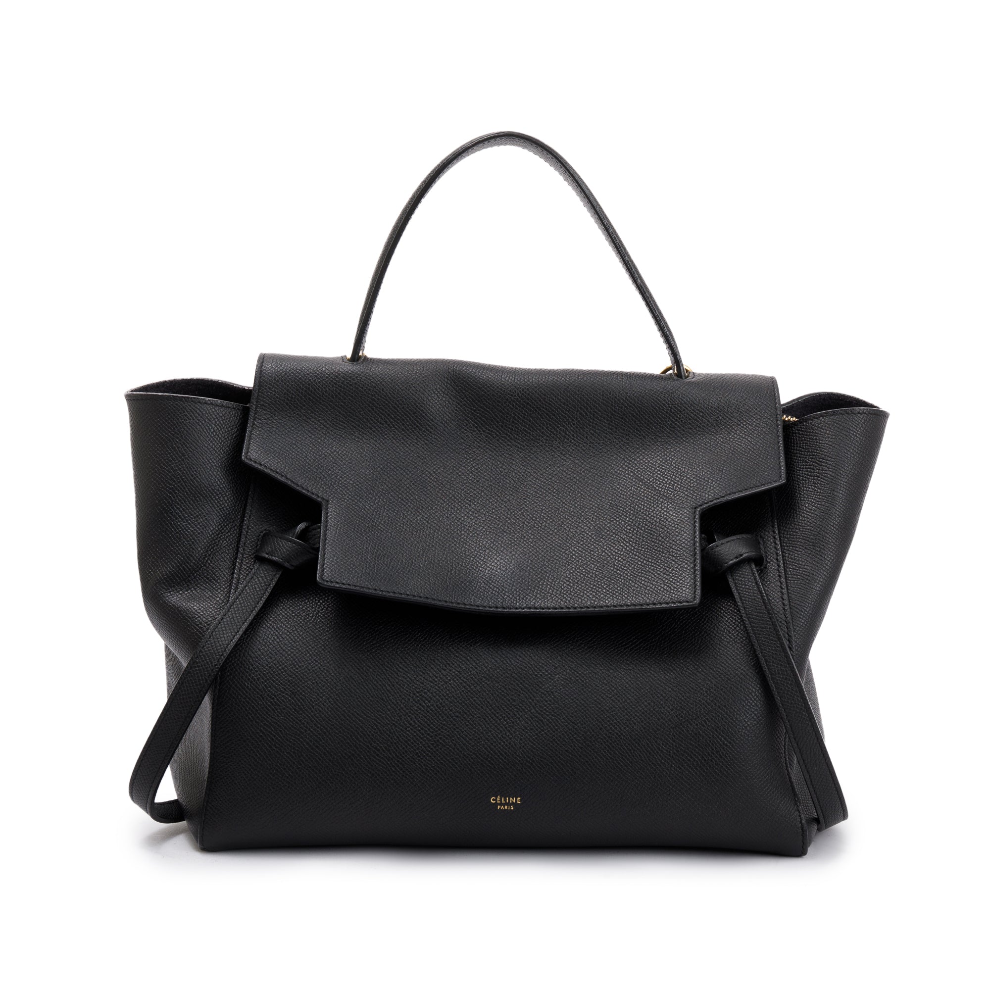 Celine Black Grained Leather Mini Belt Bag w/ Strap
