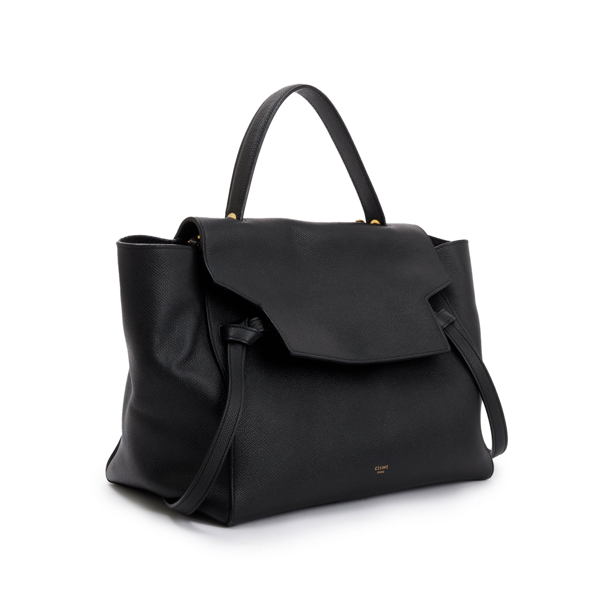 Celine Black Grained Leather Mini Belt Bag w/ Strap