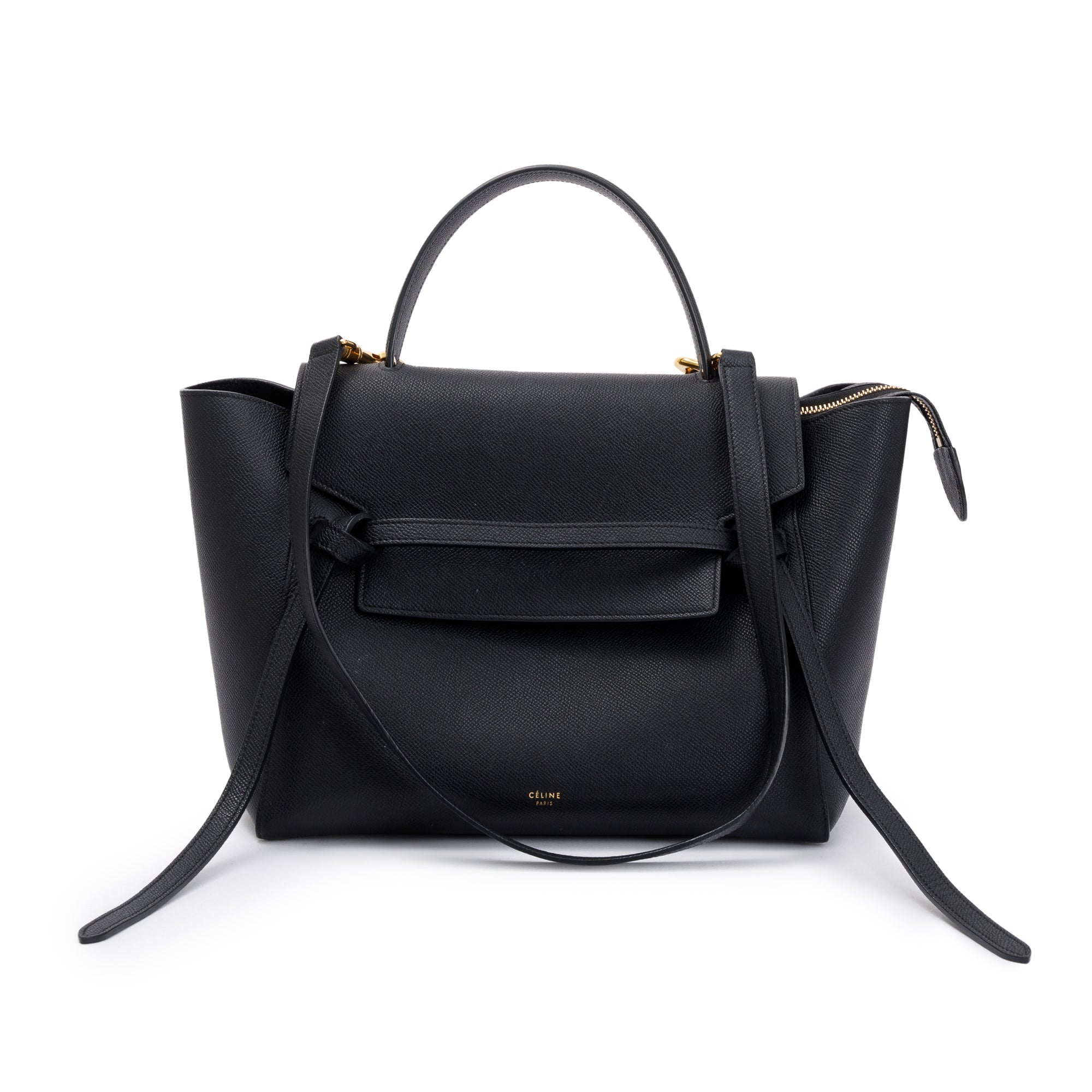 Celine Black Grained Leather Mini Belt Bag w/ Strap