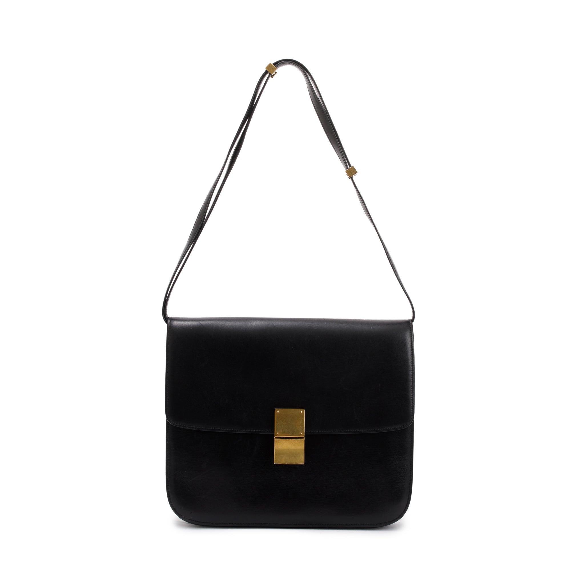 Celine Black Smooth Calfskin Large Classic Box Flap Bag