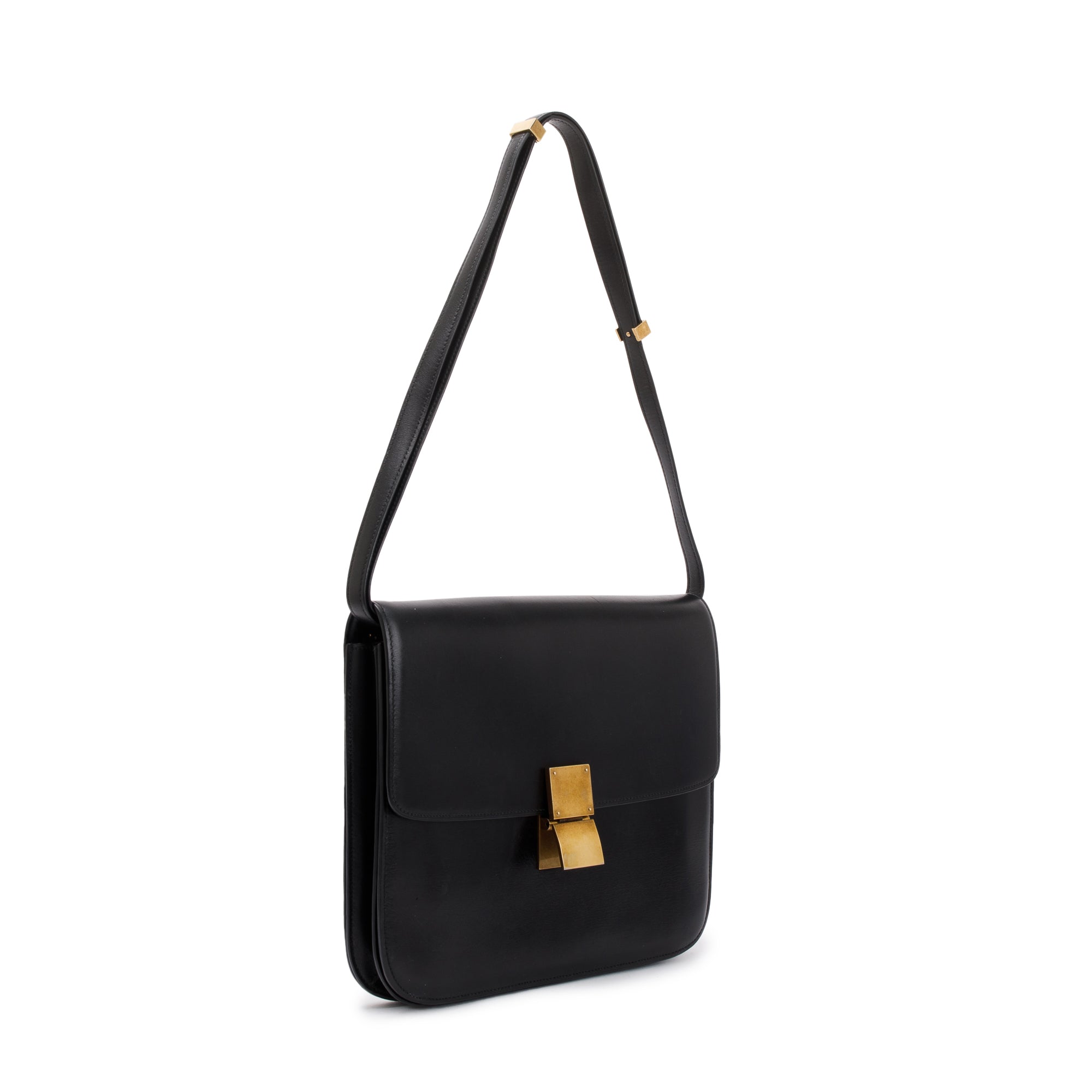 Celine Black Smooth Calfskin Large Classic Box Flap Bag