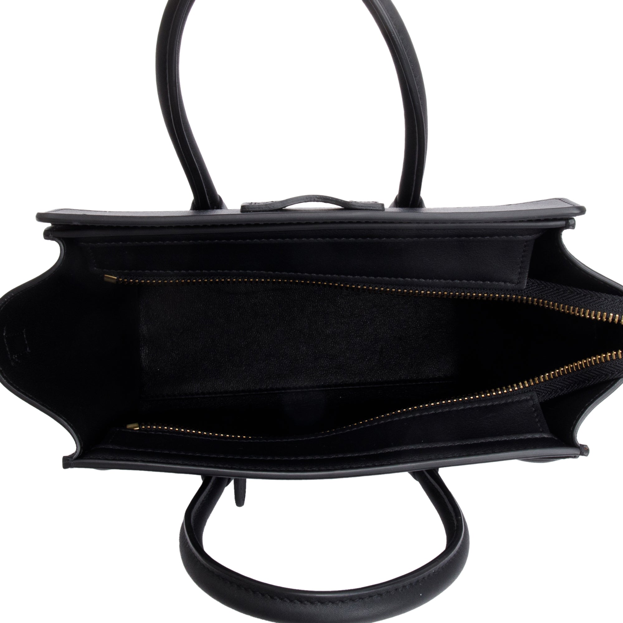 Celine Black Smooth Calfskin Leather Nano Luggage Tote w/ Strap