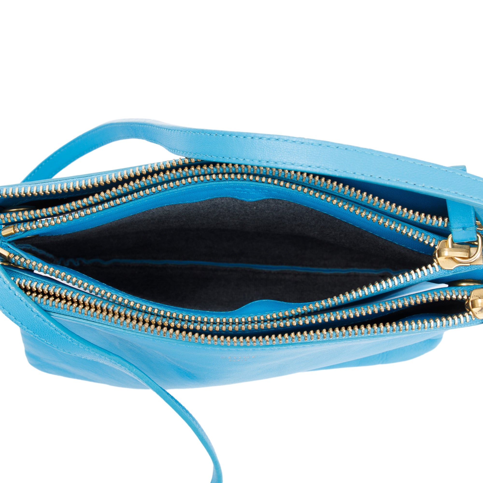 Celine Blue Calfskin Leather Small Trio Crossbody Bag