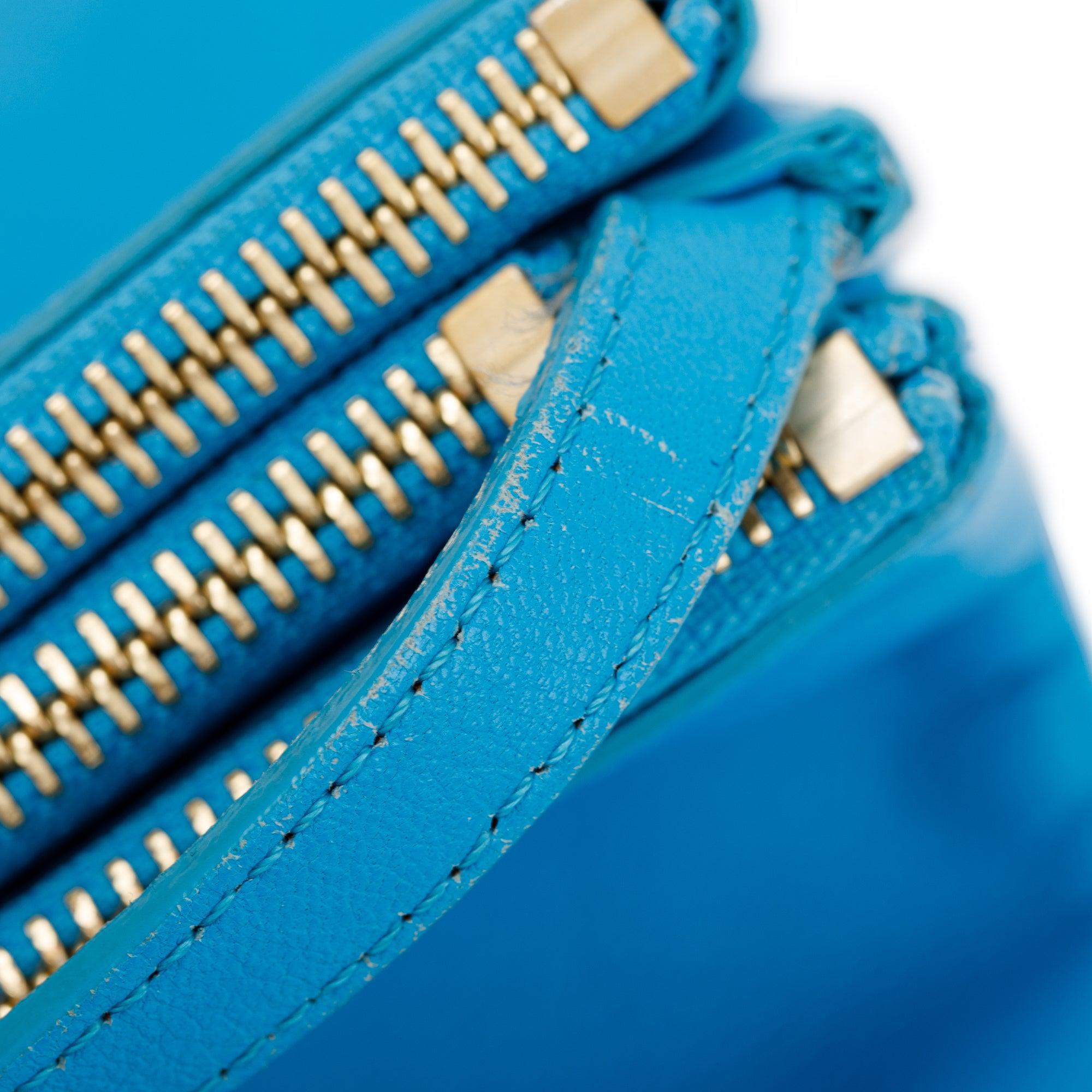 Celine Blue Calfskin Leather Small Trio Crossbody Bag