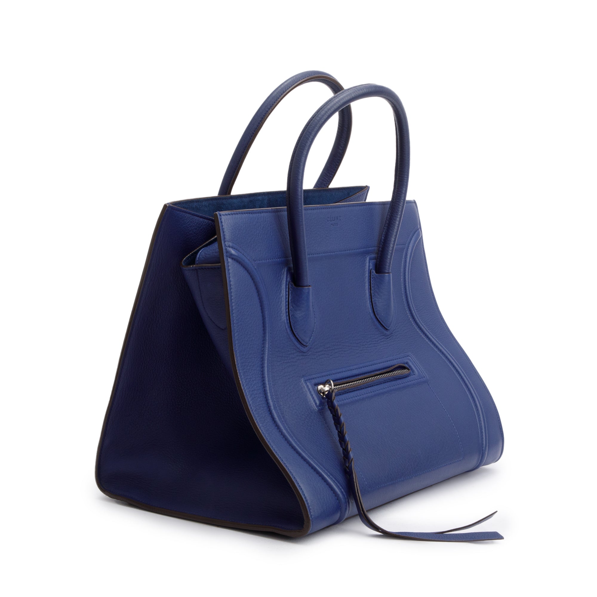 Celine Blue Grained Calfskin Medium Phantom Luggage Tote