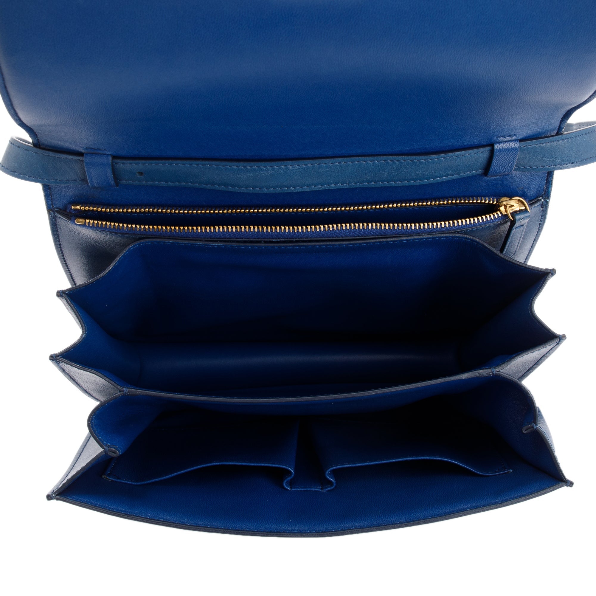 Celine Blue Smooth Calfskin Medium Classic Box Flap Bag