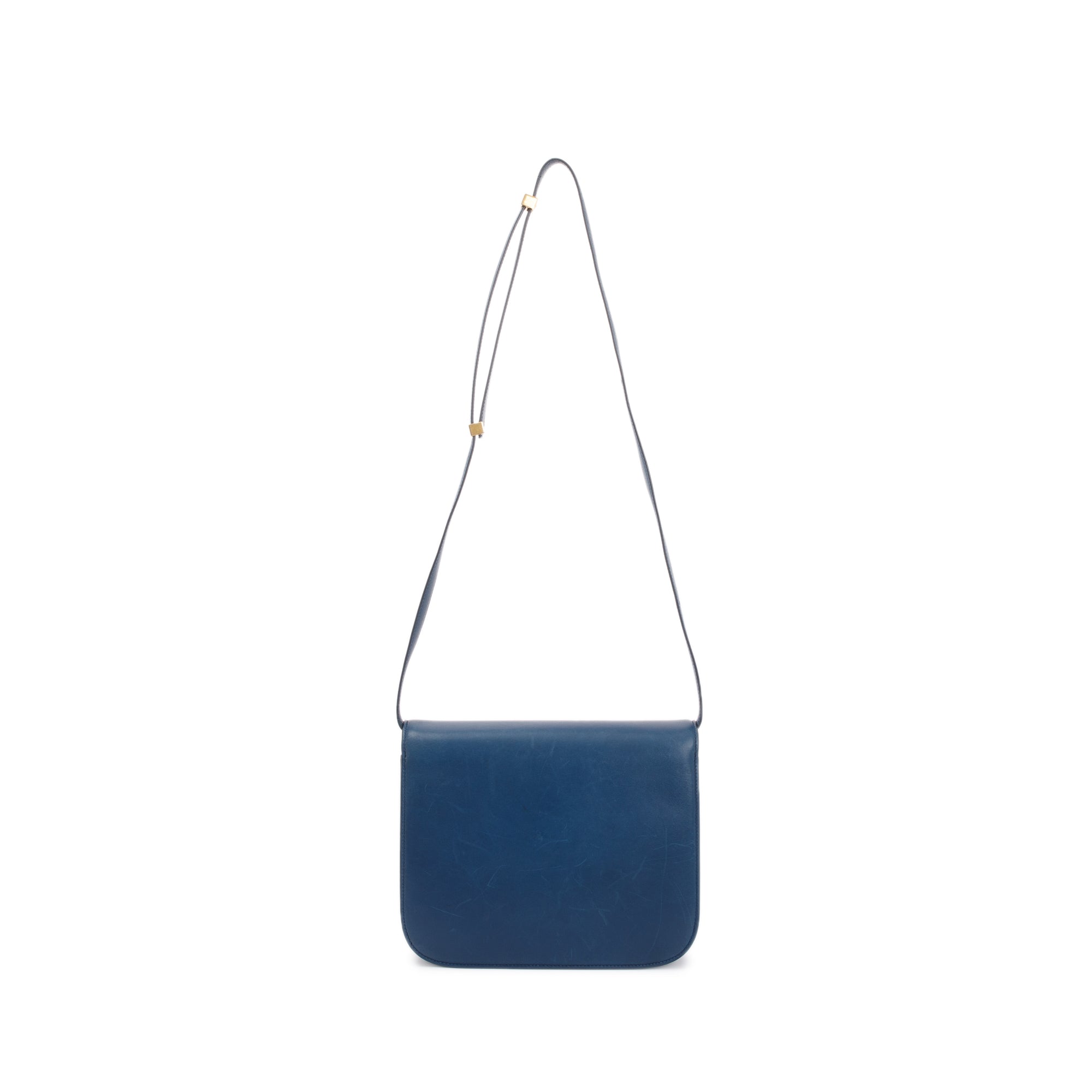 Celine Blue Smooth Calfskin Medium Classic Box Flap Bag