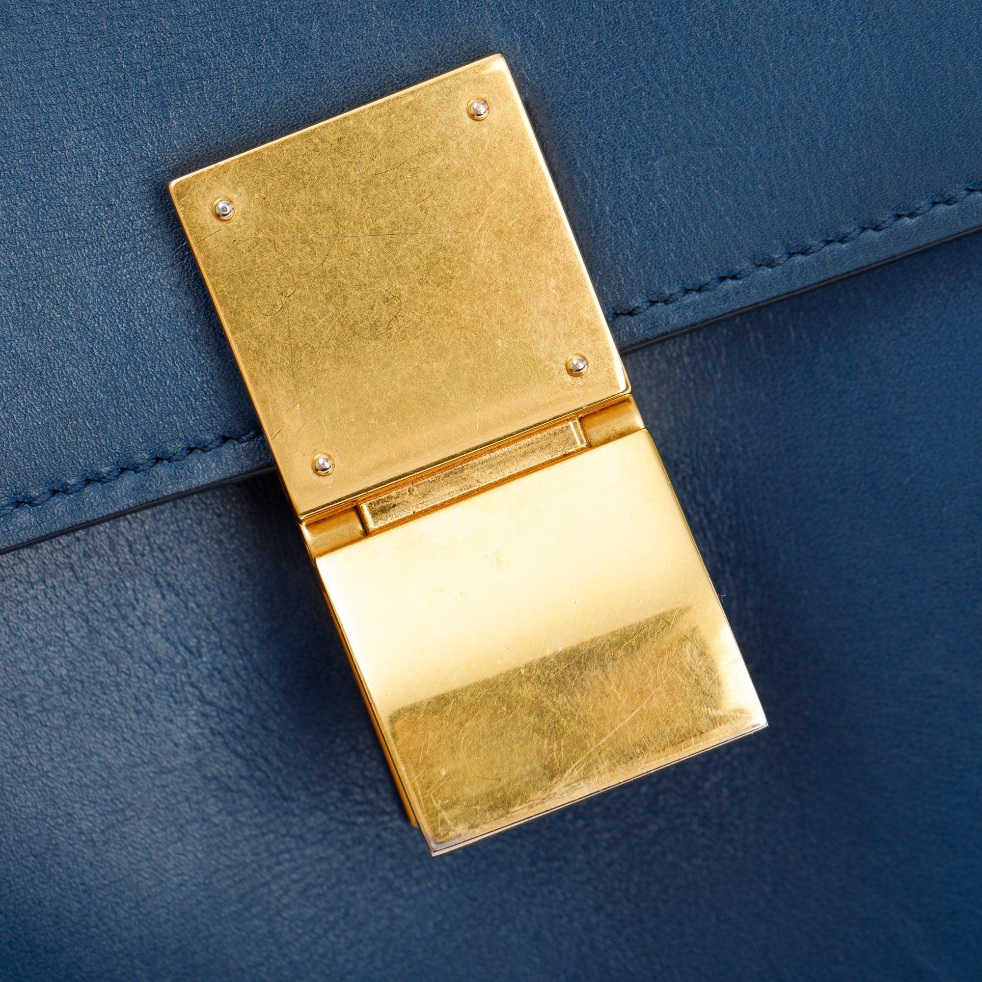 Celine Blue Smooth Calfskin Medium Classic Box Flap Bag