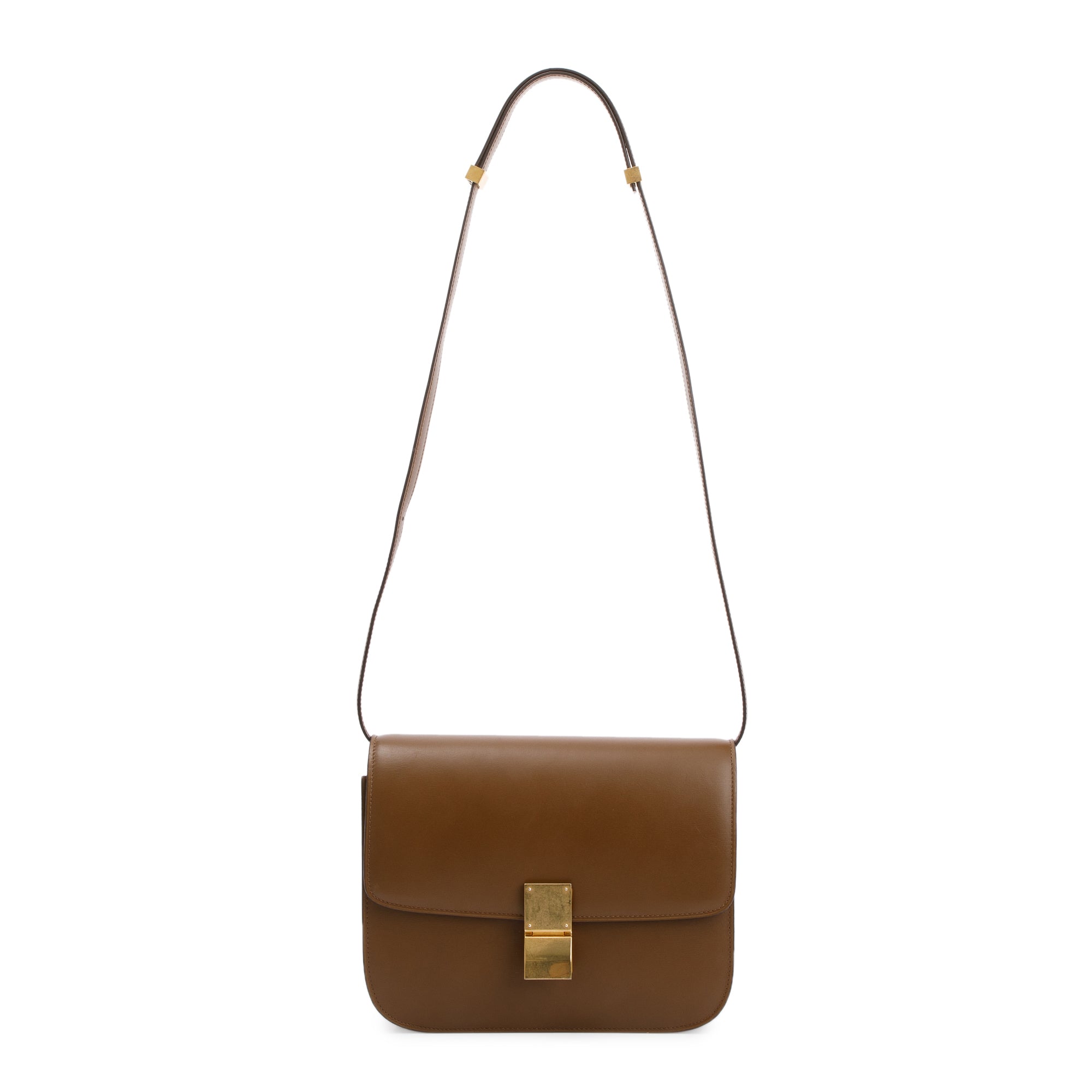 Celine Brown Smooth Calfskin Medium Classic Box Flap Bag