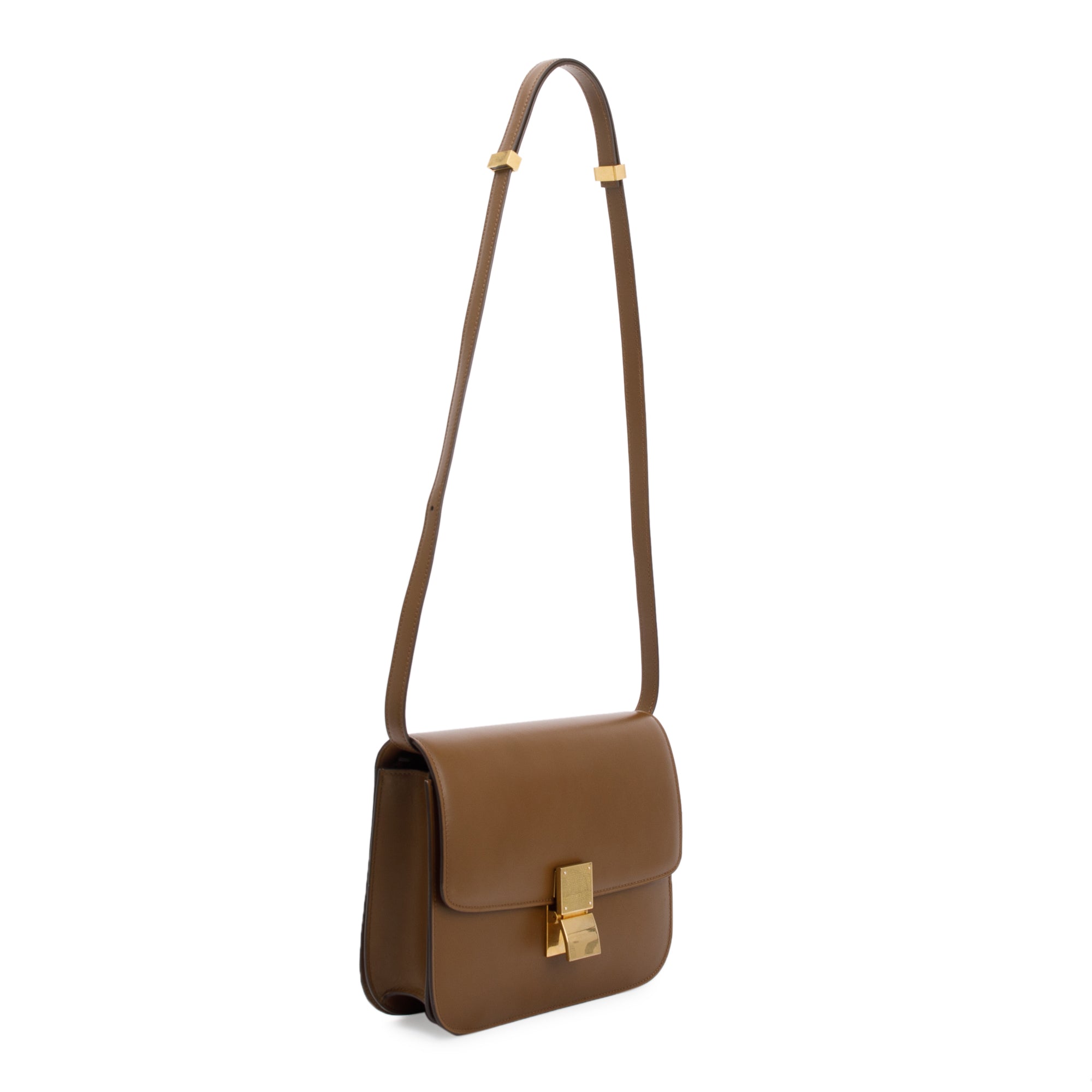 Celine Brown Smooth Calfskin Medium Classic Box Flap Bag