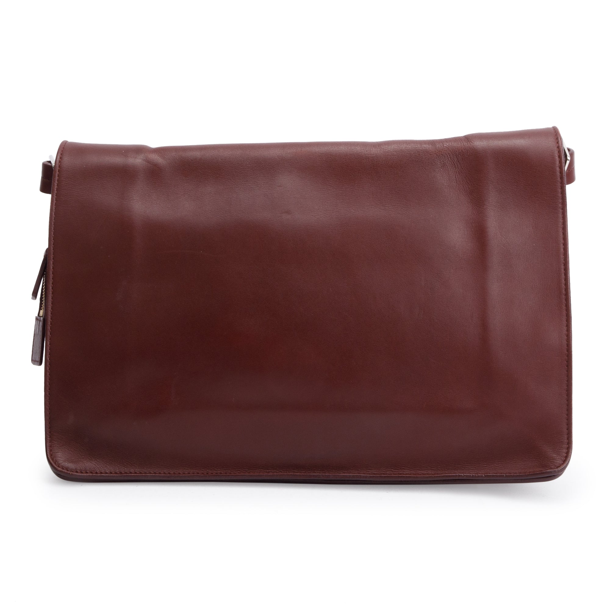 Celine Burgundy Calfskin Leather Blade Flap Shoulder Bag