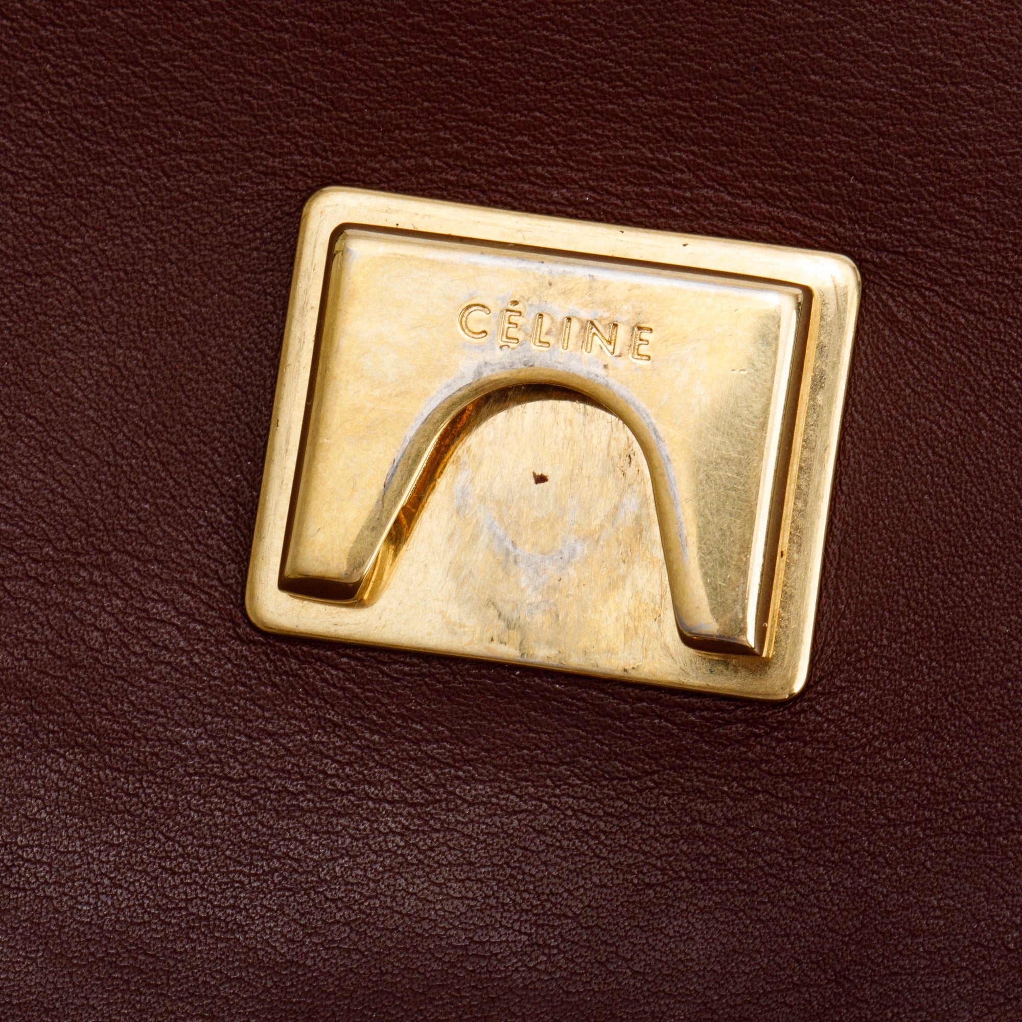 Celine Burgundy Calfskin Leather Blade Flap Shoulder Bag