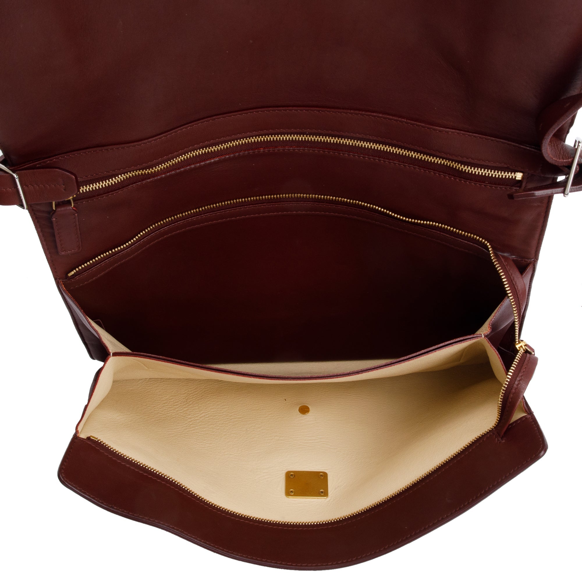 Celine Burgundy Calfskin Leather Blade Flap Shoulder Bag