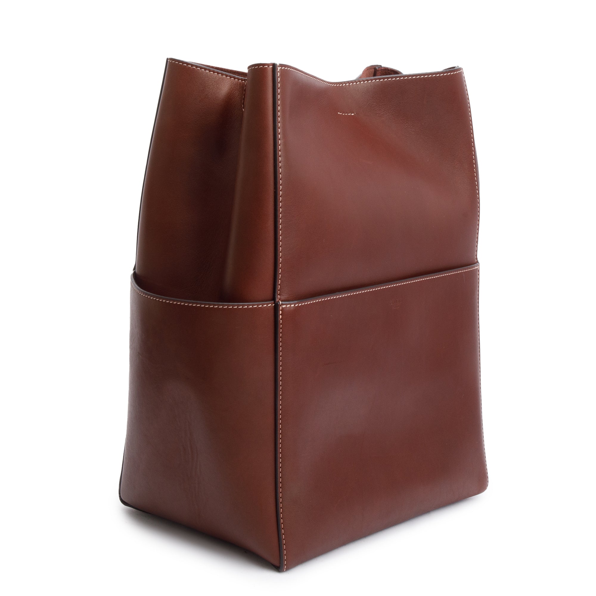 Celine Burgundy Leather Medium Seau Sangle Bucket Bag