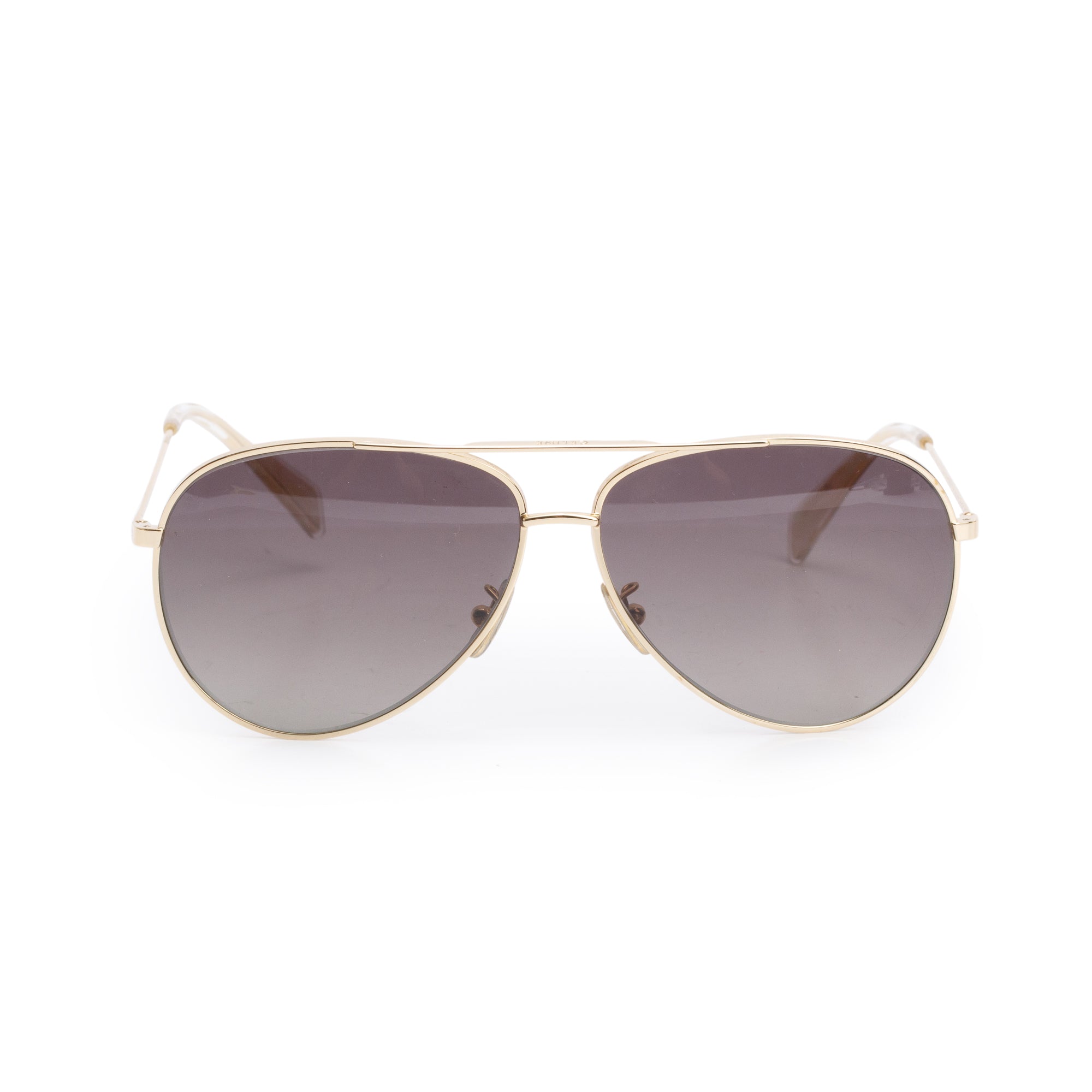 Celine CL40062U Gold Tone Metal Frame 01 Polarized Aviator Sunglasses w/ Case