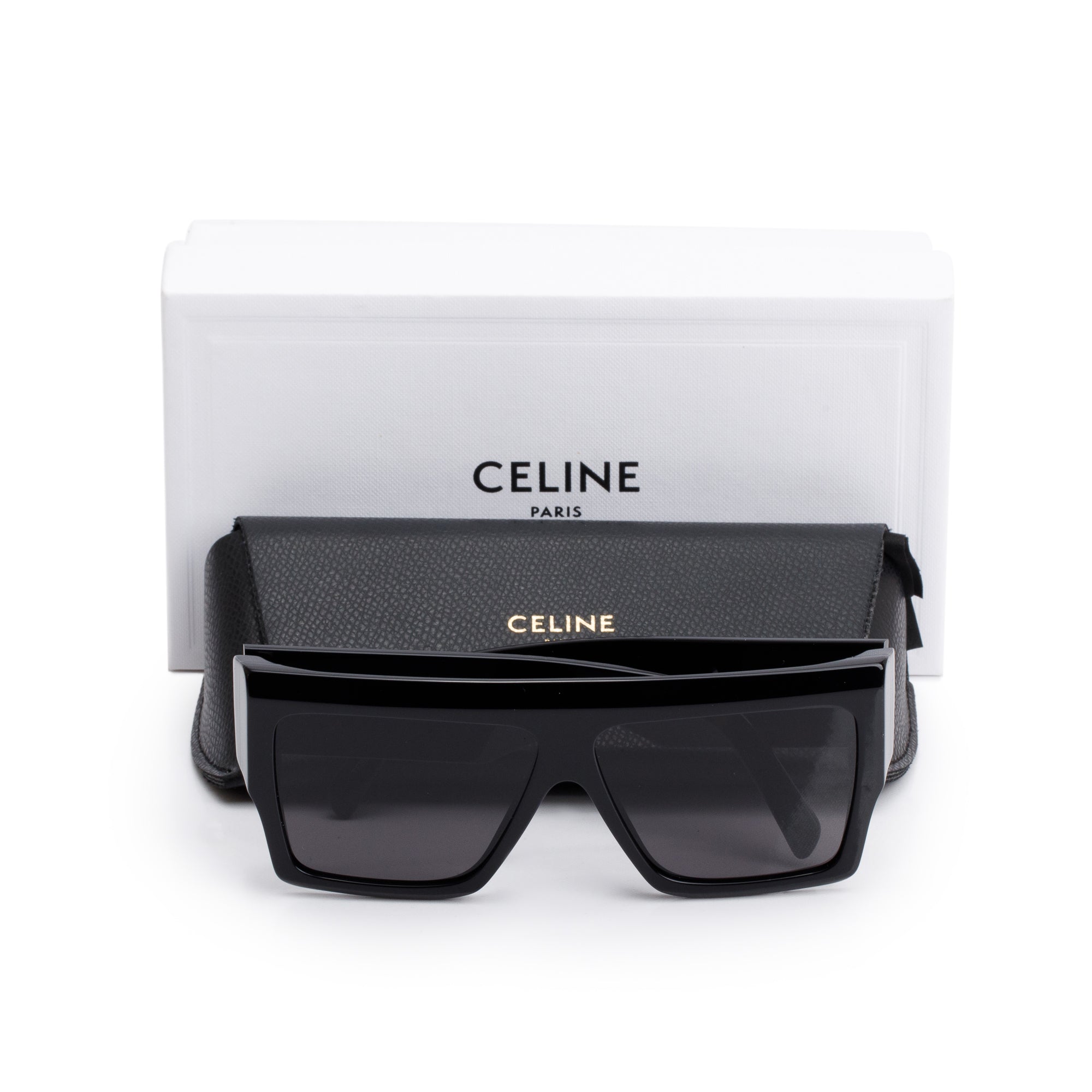Celine CL400921 Black Acetate Oversized Square Sunglasses w/ Box & Case