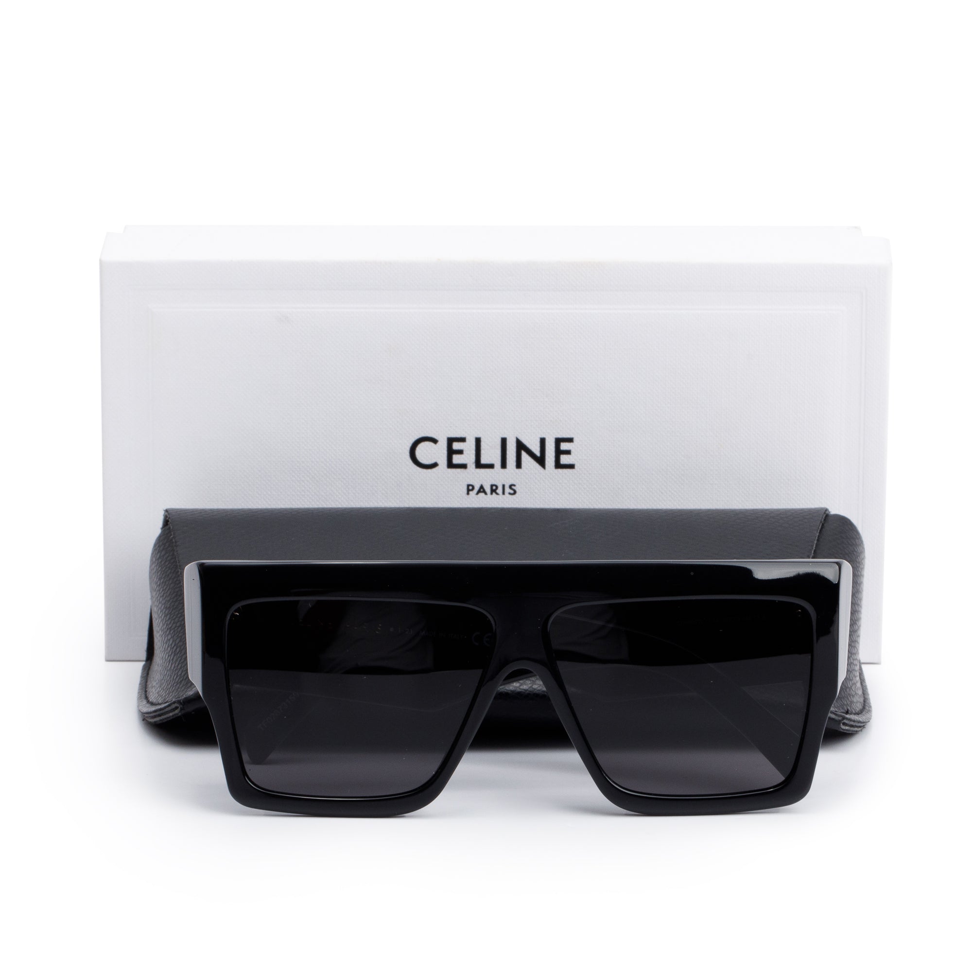 Celine CL400921 Black Acetate Oversized Square Sunglasses w/ Box & Case