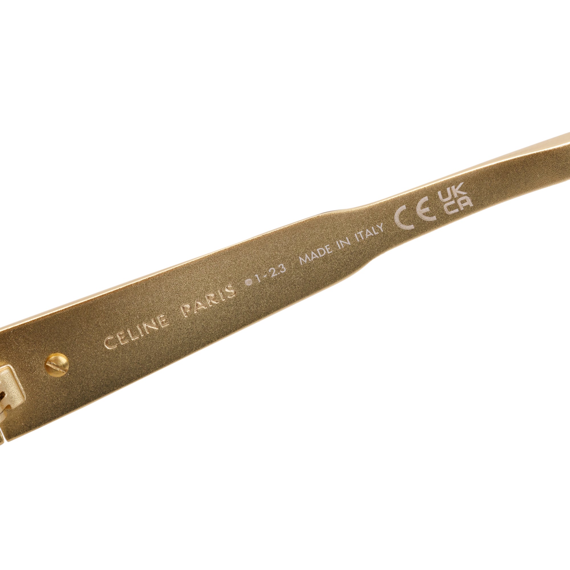 Celine CL401235U Gold-Tone Triomphe Metal 01 Oval Sunglasses w/ Case