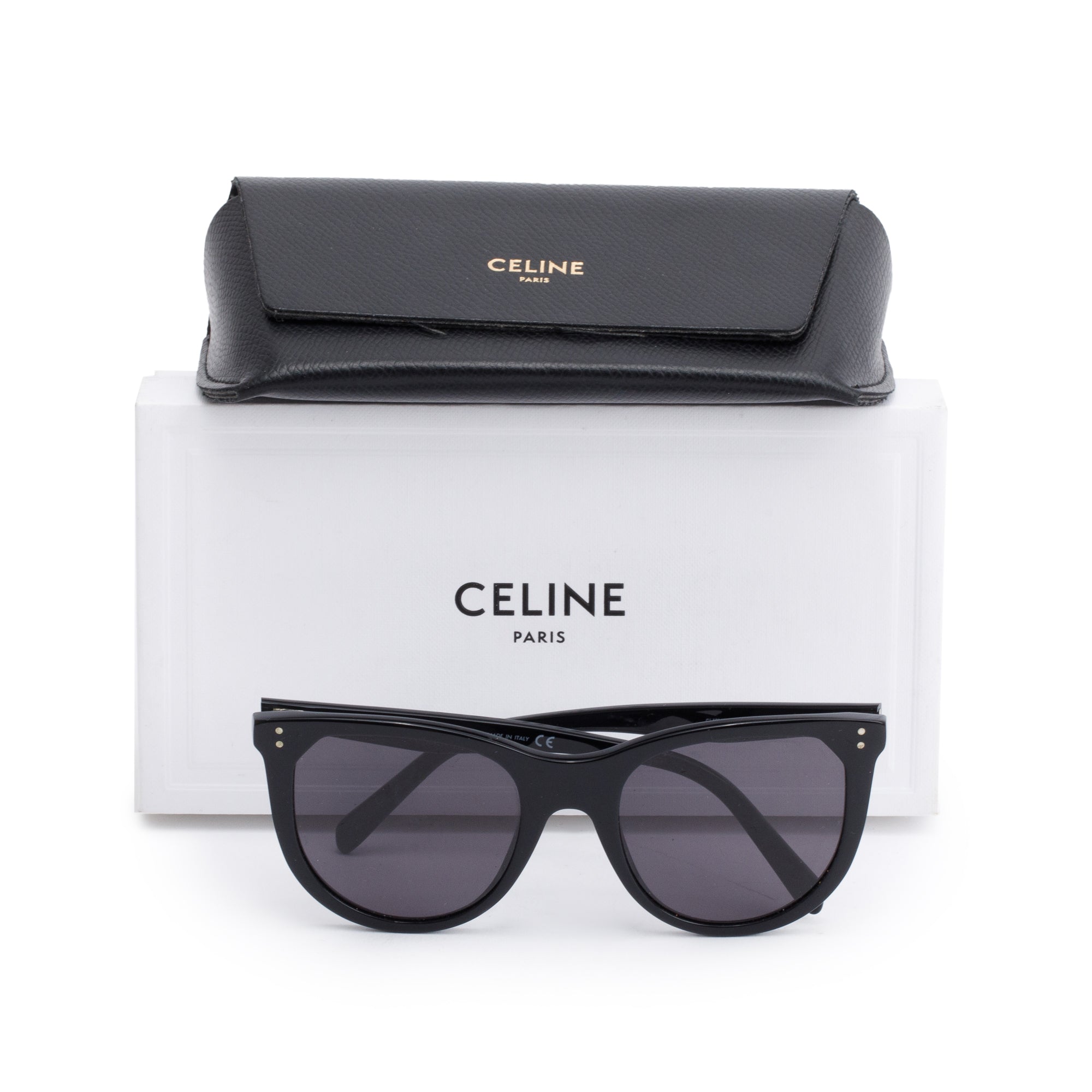 Celine CL401491 Black Acetate Cat-Eye Sunglasses w/ Box & Case
