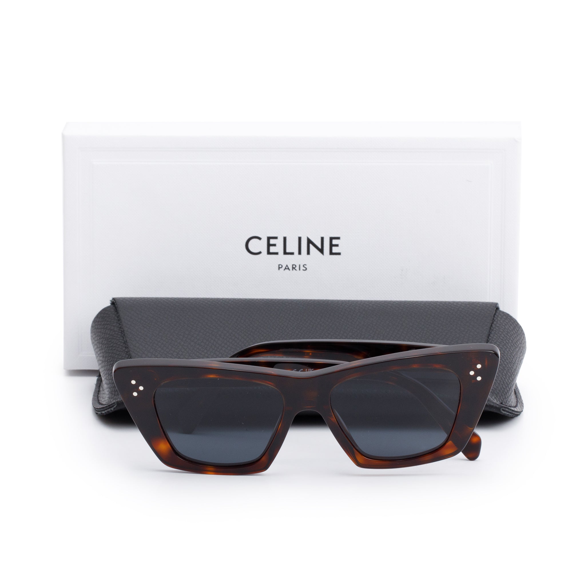 Celine CL401871 Brown Havana Acetate Cat-Eye Sunglasses w/ Box & Case