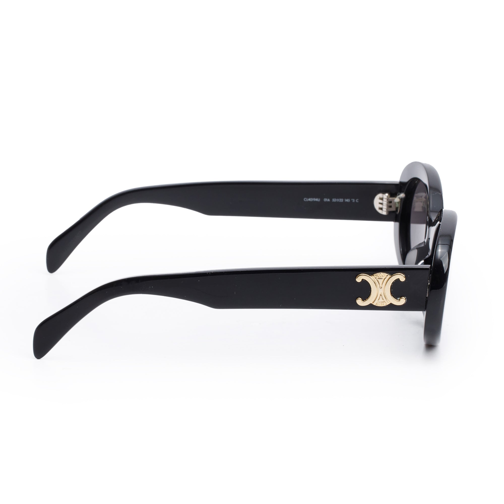 Celine CL40194U Black Acetate Triomphe 01 Oval Sunglasses w/ Box & Case