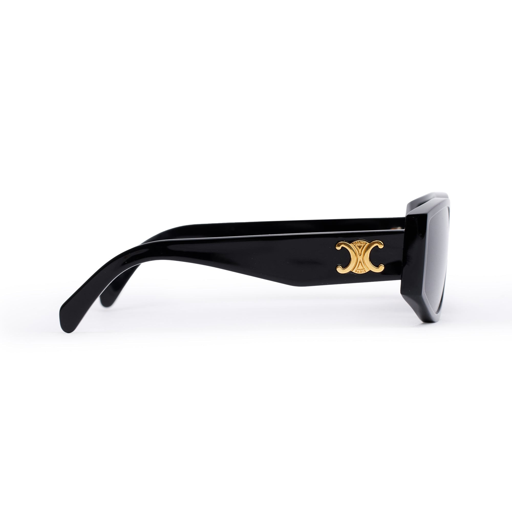 Celine CL40227U Black Acetate Triomphe Rectangular Sunglasses w/ Case