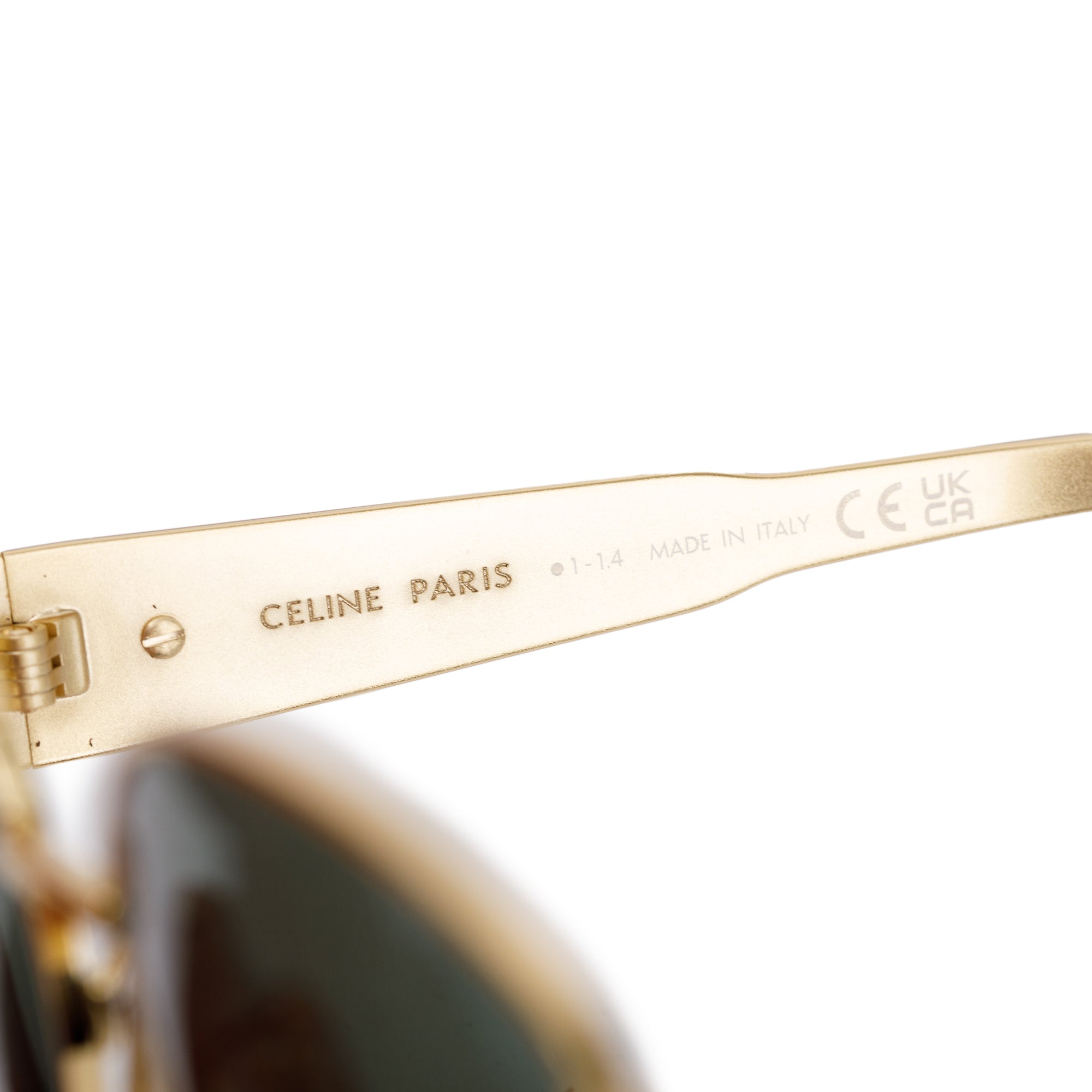 Celine CL40235U Gold-Tone Triomphe Metal 01 Oval Sunglasses w/ Case
