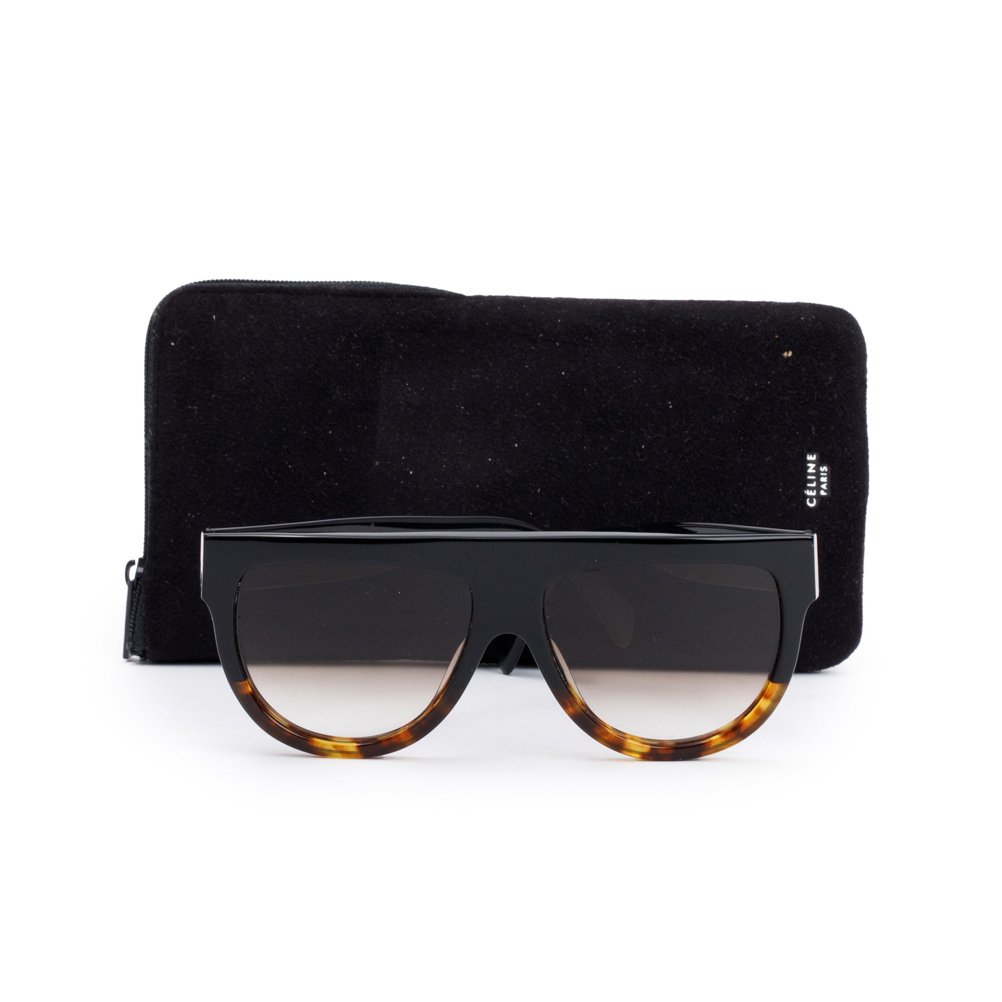 Celine CL41026/S Black & Havana Acetate Wayfarer Sunglasses w/ Case