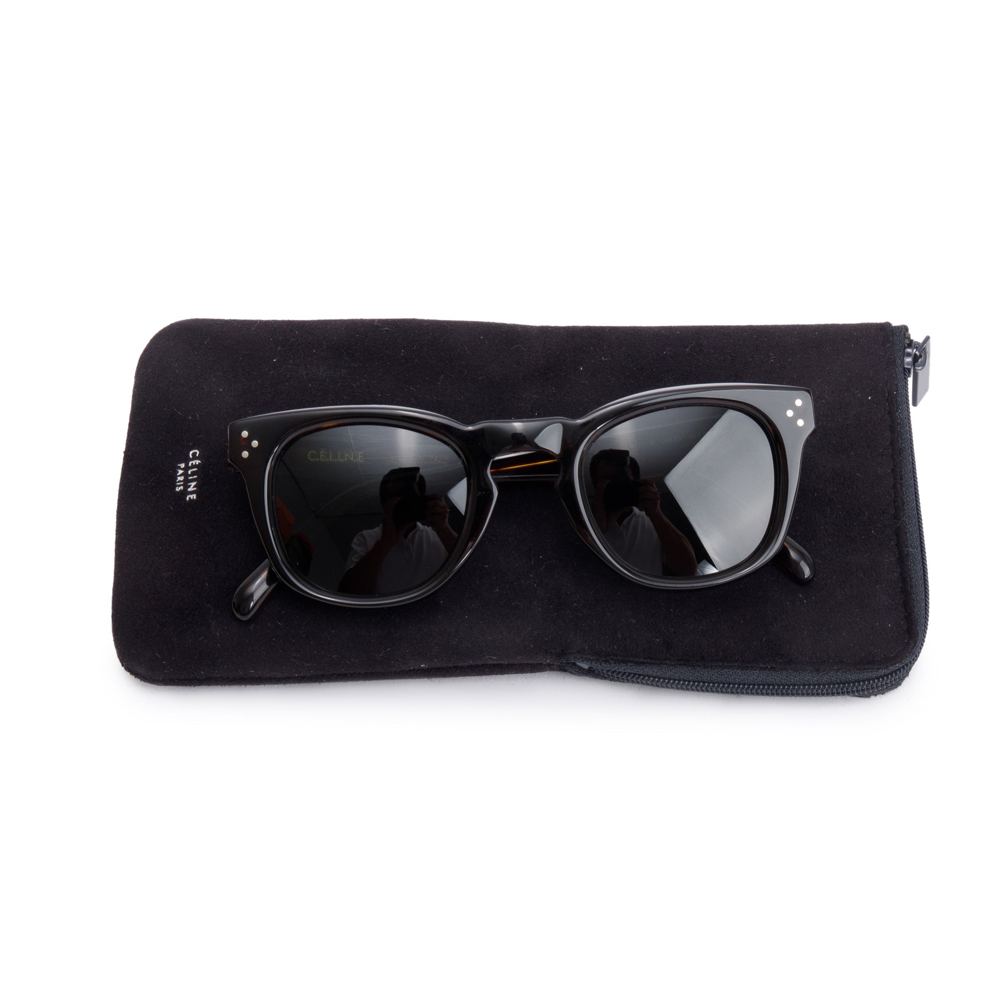 Celine CL41371/S Havana Acetate Round Wayfarer Sunglasses w/ Case