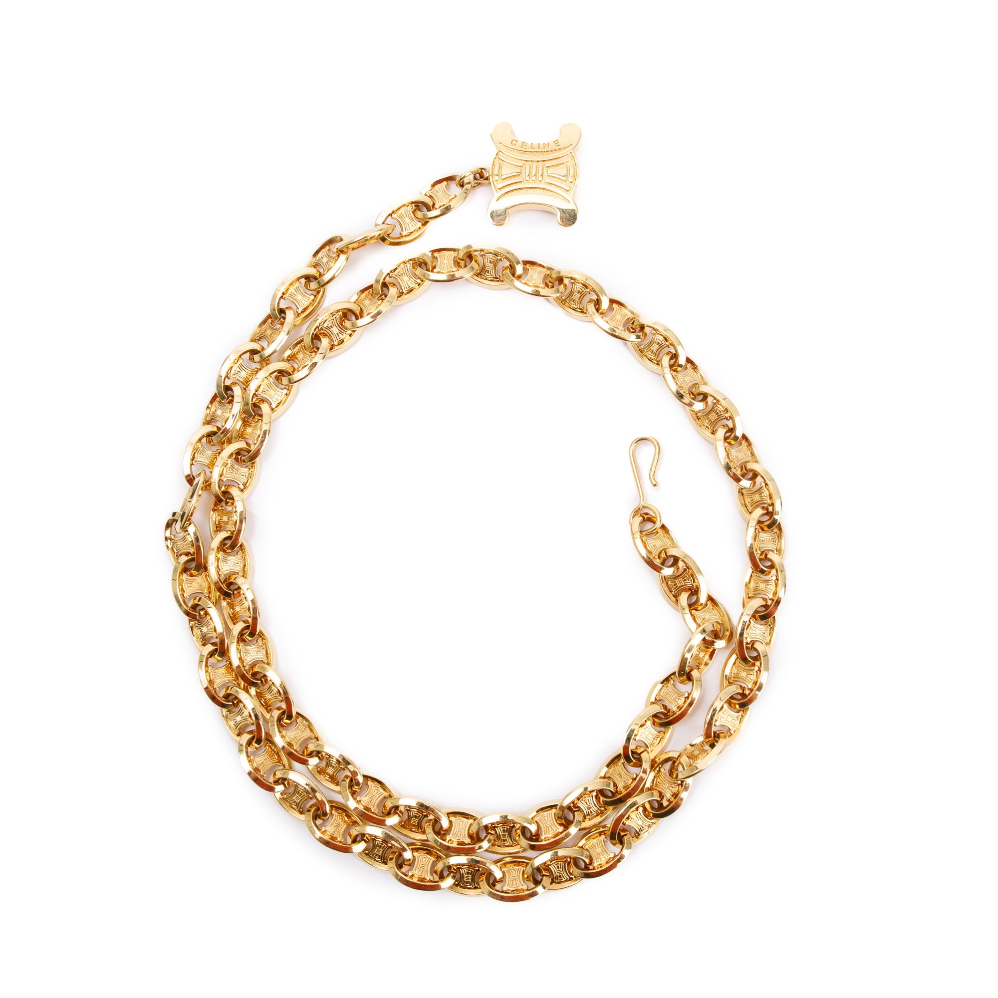 Celine Gold-Tone Metal Chain-Link Triomphe Belt