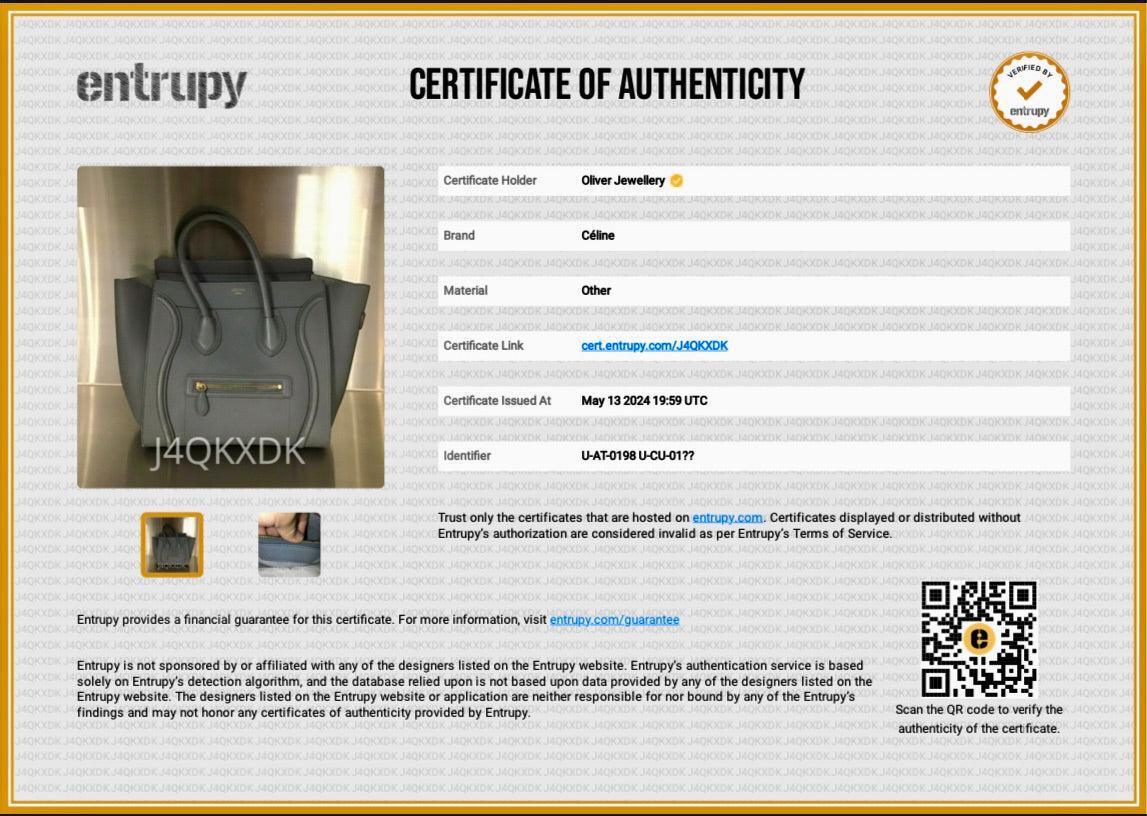 Celine Grey Drummed Calfskin Leather Mini Luggage Tote