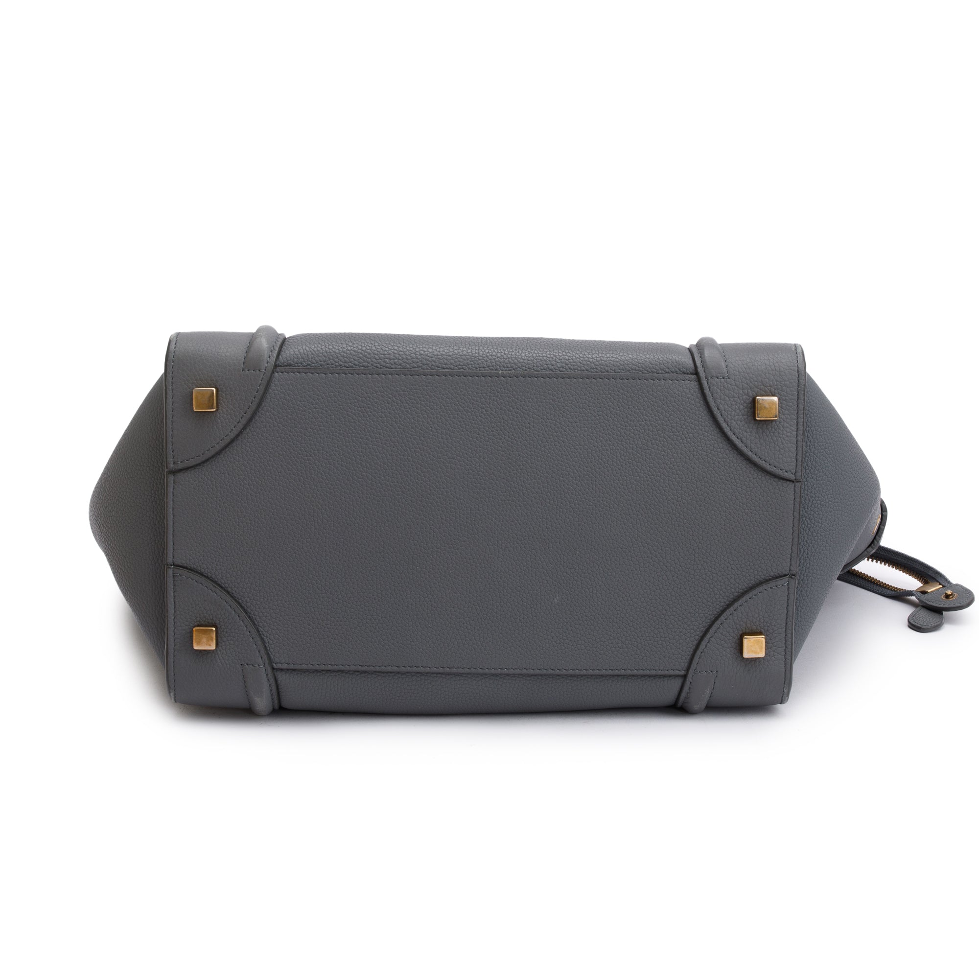 Celine Grey Drummed Calfskin Leather Mini Luggage Tote