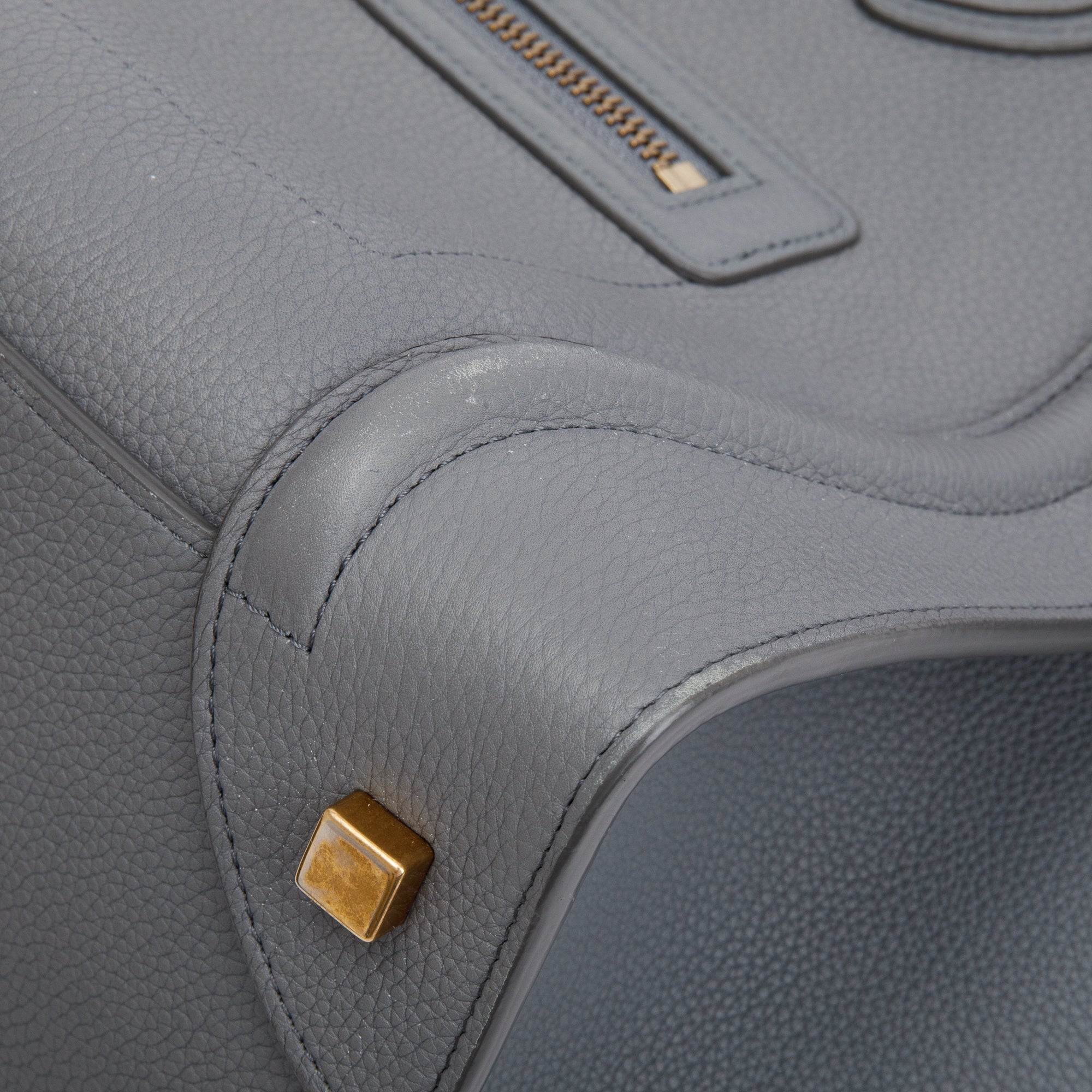 Celine Grey Drummed Calfskin Leather Mini Luggage Tote