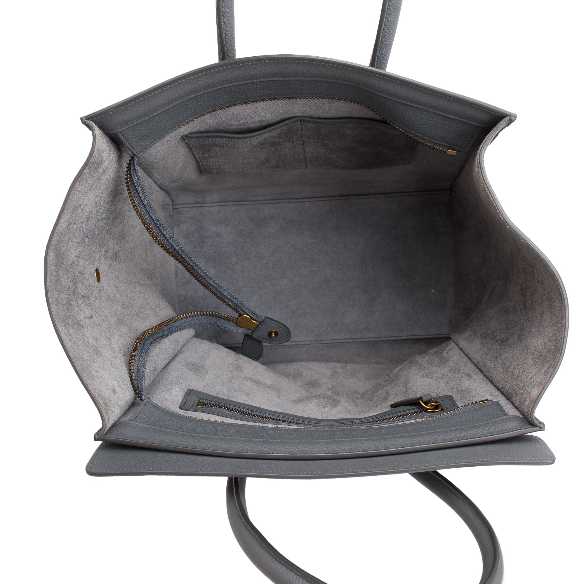 Celine Grey Drummed Calfskin Leather Mini Luggage Tote