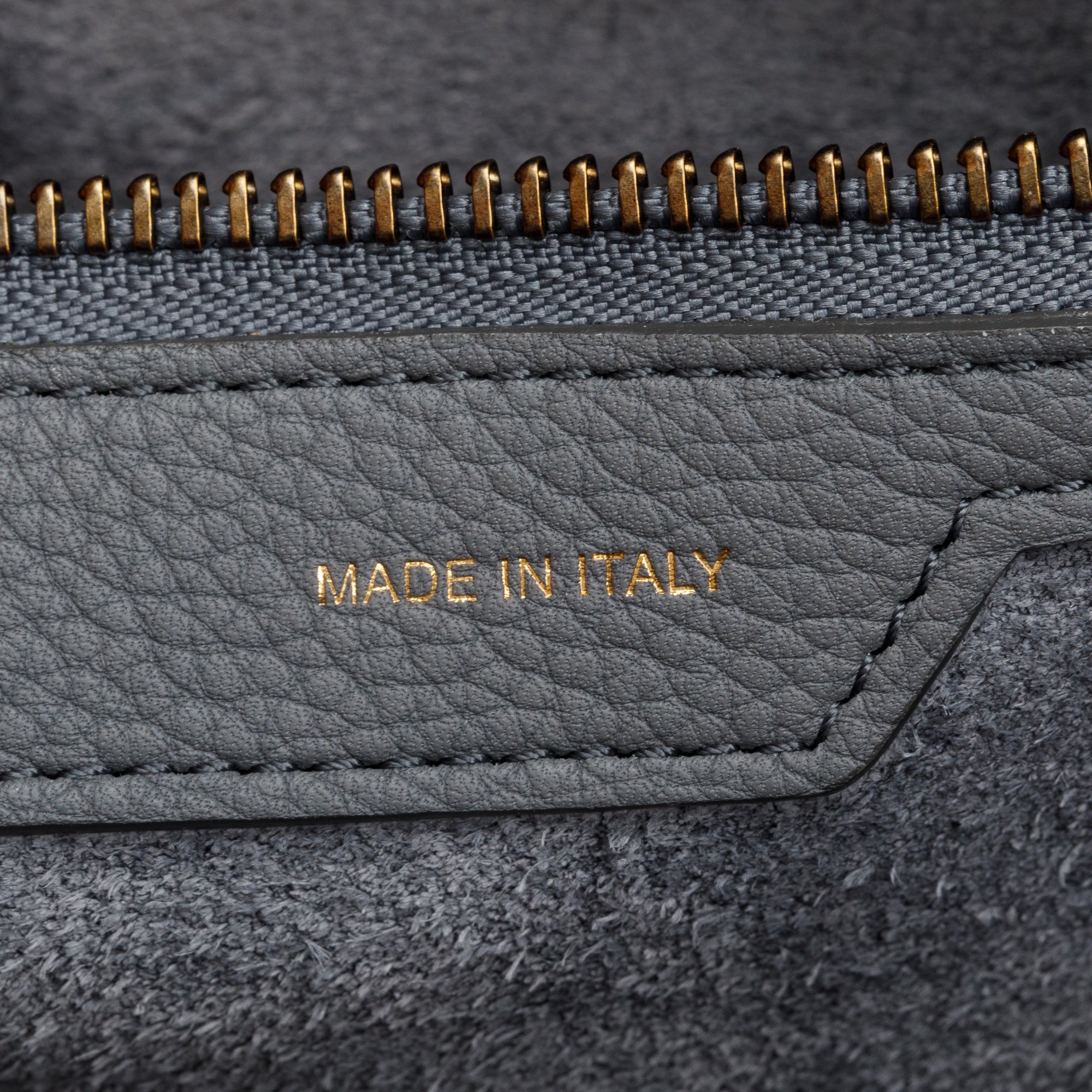 Celine Grey Drummed Calfskin Leather Mini Luggage Tote