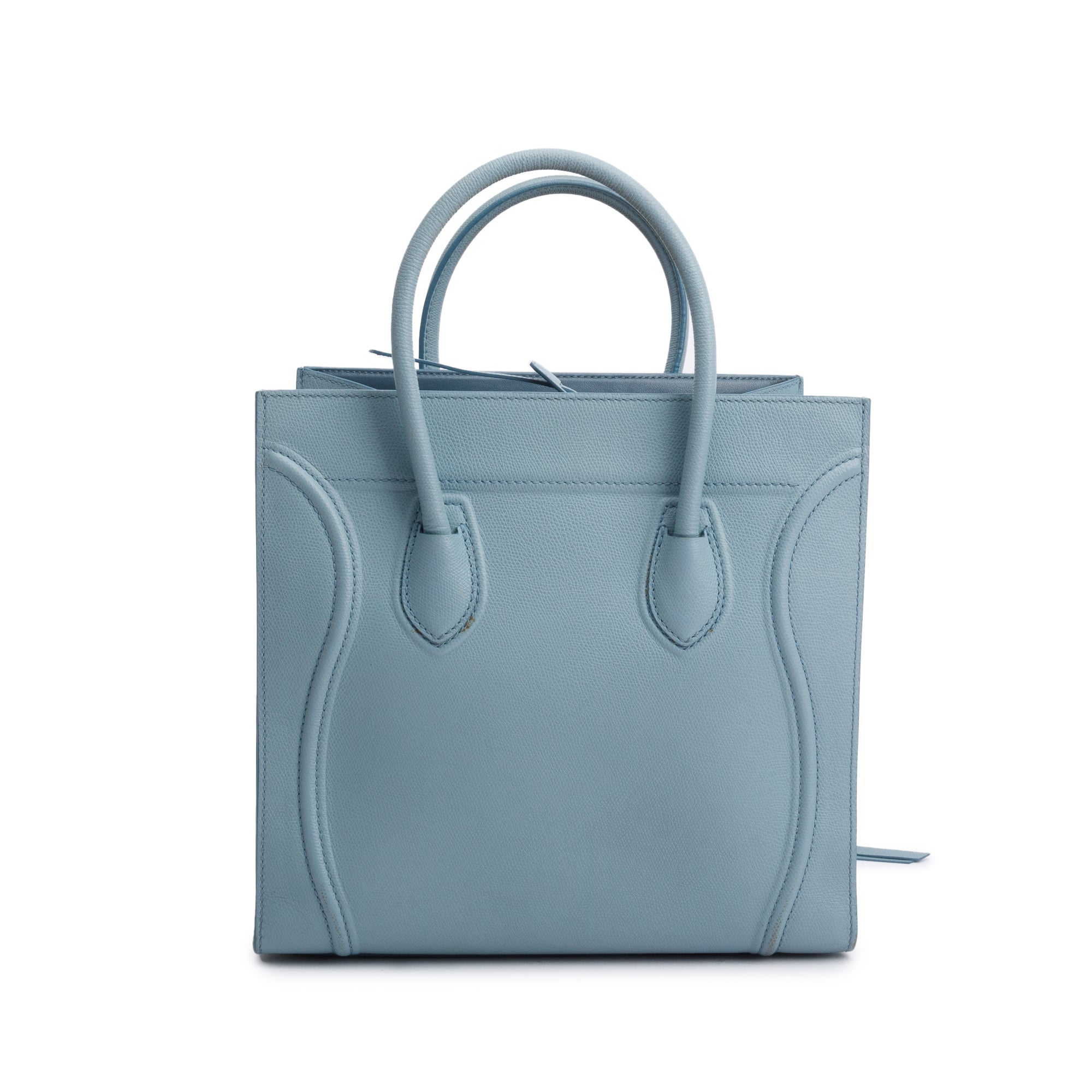Celine Light Blue Drummed Calfskin Leather Mini Luggage Tote