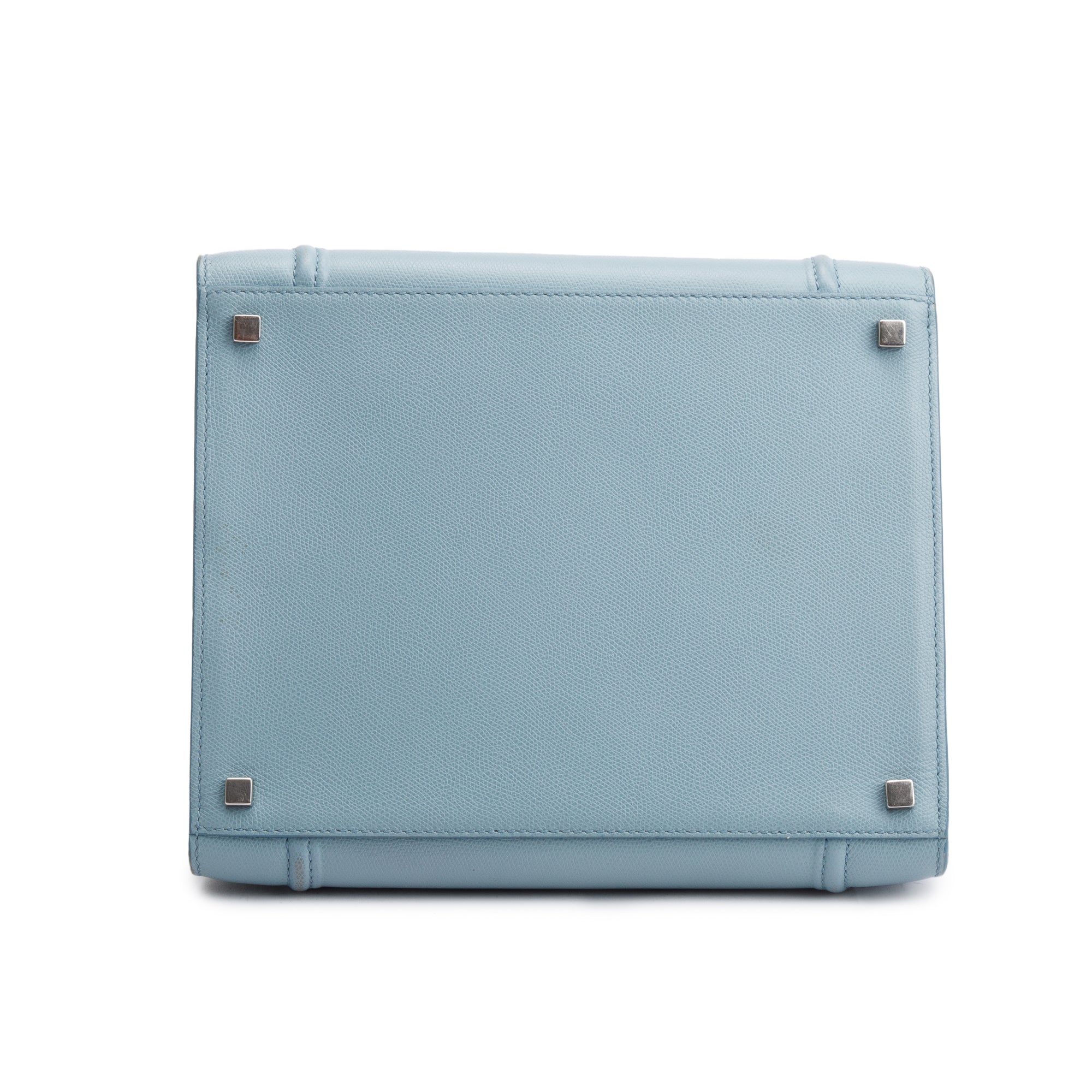 Celine Light Blue Drummed Calfskin Leather Mini Luggage Tote