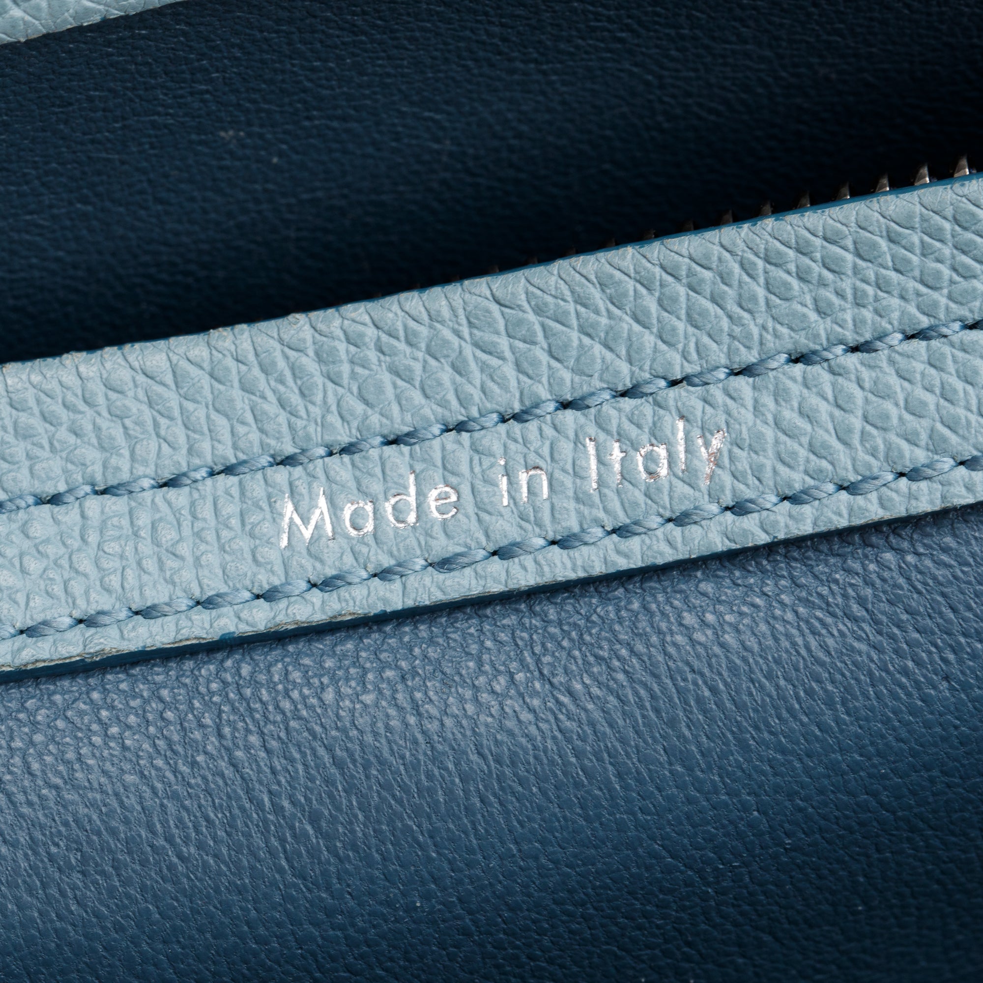 Celine Light Blue Drummed Calfskin Leather Mini Luggage Tote